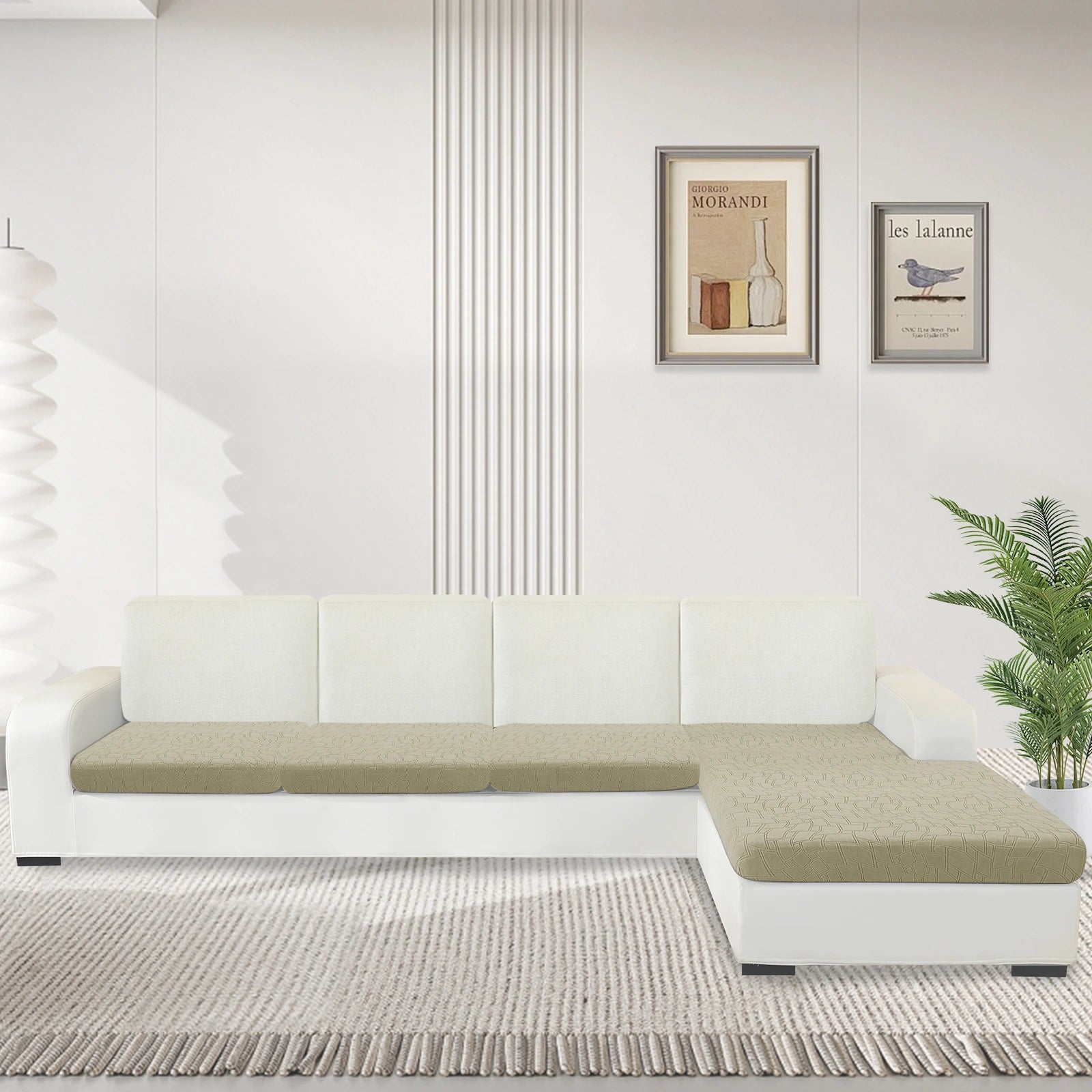 YSTYLE L-Shape+3 Seat Sofa Cushion Cover – Stretch Fit, Anti-Slip, Geometric Design, Universal Use, Washable-MouthPiece