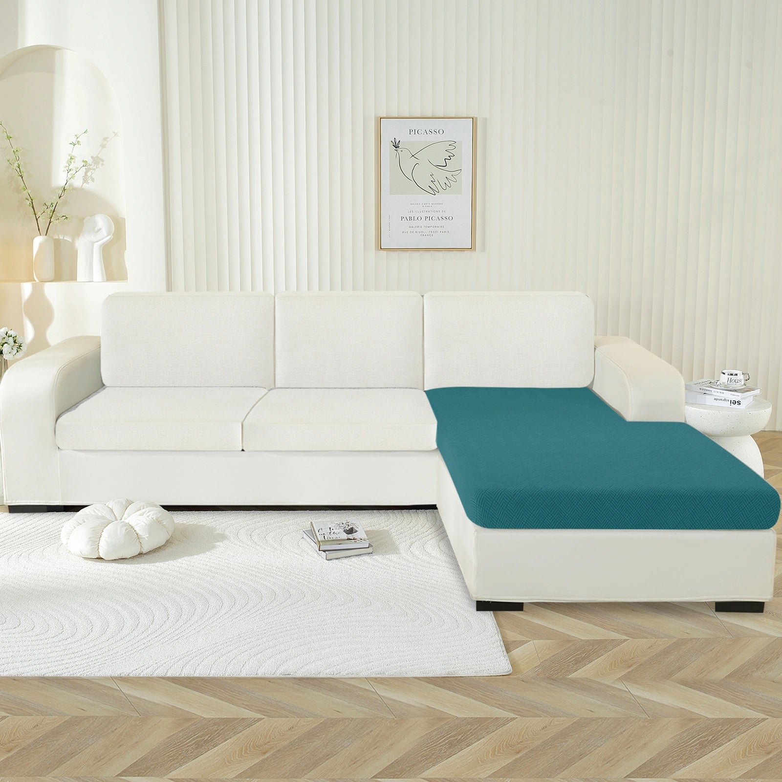 YSTYLE Chaise Sofa Cushion Cover – Stretch Fit, Universal Use, Anti-Slip, Scratch Resistant, Geometric Design-Rhombic