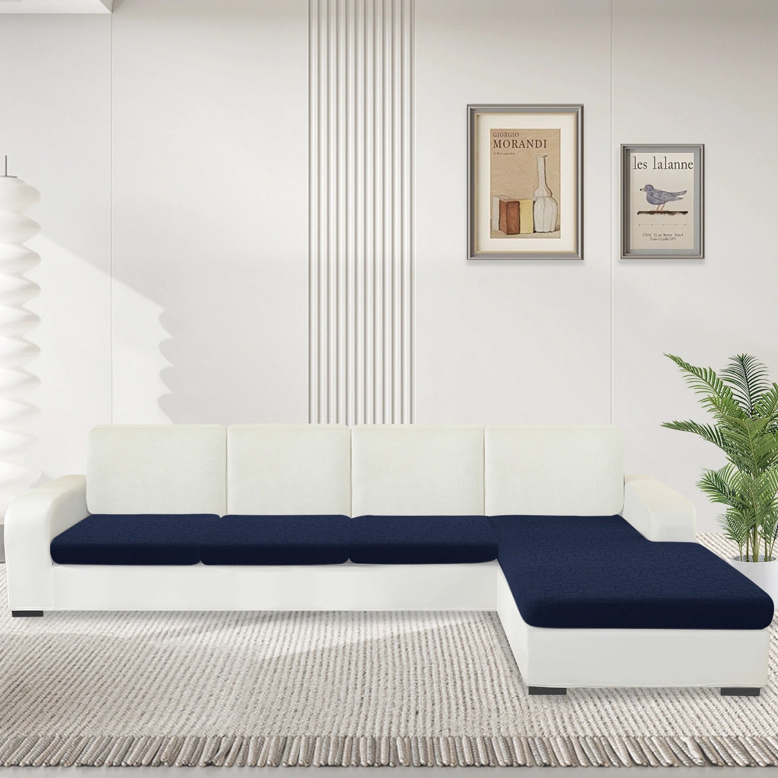 YSTYLE L-Shape+3 Seat Sofa Cushion Cover – Stretch Fit, Anti-Slip, Geometric Design, Universal Use, Washable-MouthPiece