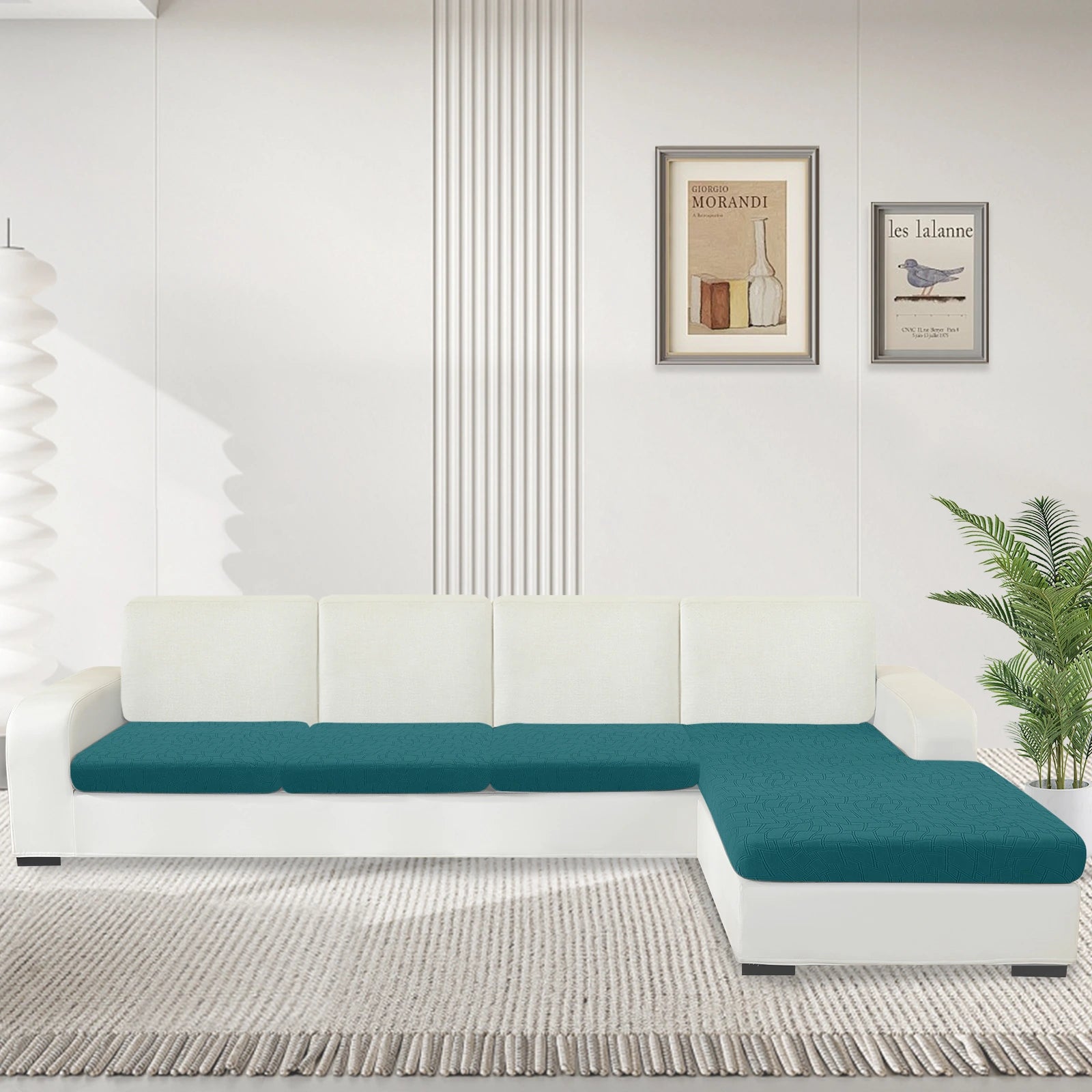 YSTYLE L-Shape+3 Seat Stretch Sofa Seat Cover Geometric Anti Slip-YSTYLE