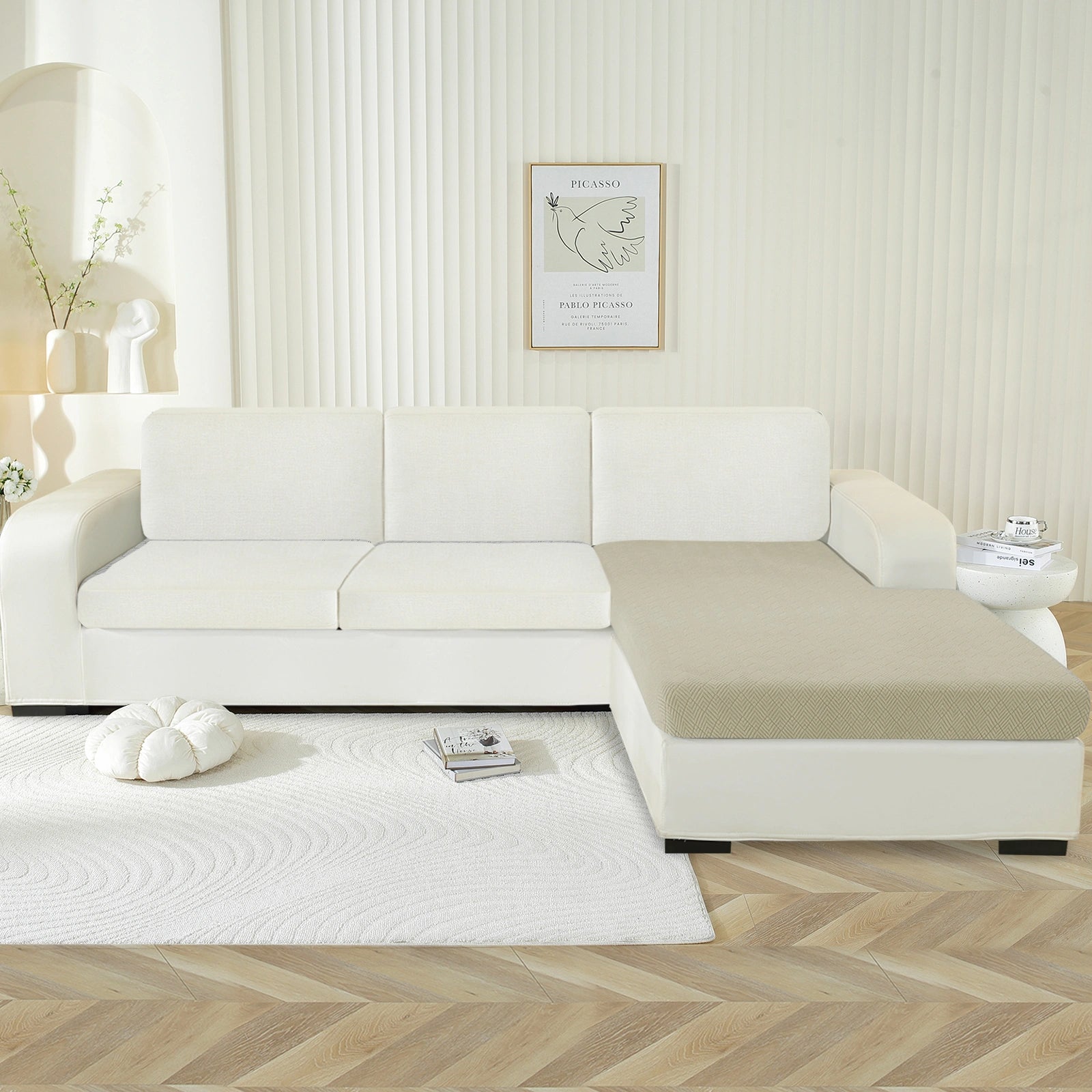 YSTYLE Chaise Sofa Cushion Cover – Stretch Fit, Universal Use, Anti-Slip, Scratch Resistant, Geometric Design-Rhombic