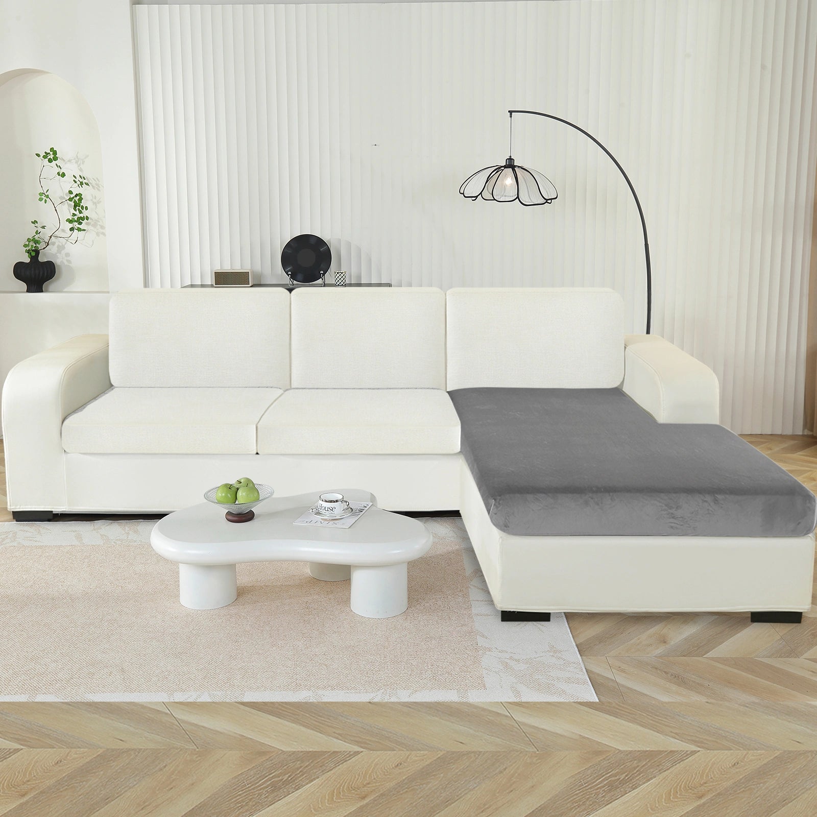 YSTYLE Chaise Velvet Stretch Sofa Seat Cover Anti Slip-YSTYLE