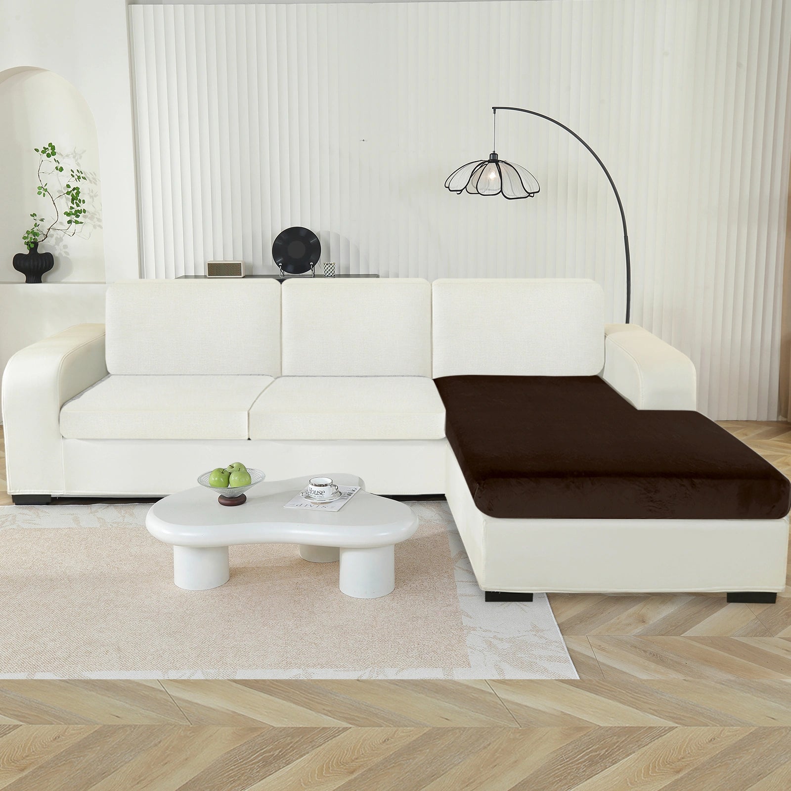 YSTYLE Chaise Velvet Cushion Cover – Stretch Fit, Anti-Slip, Universal for Separate Sofa Cushions