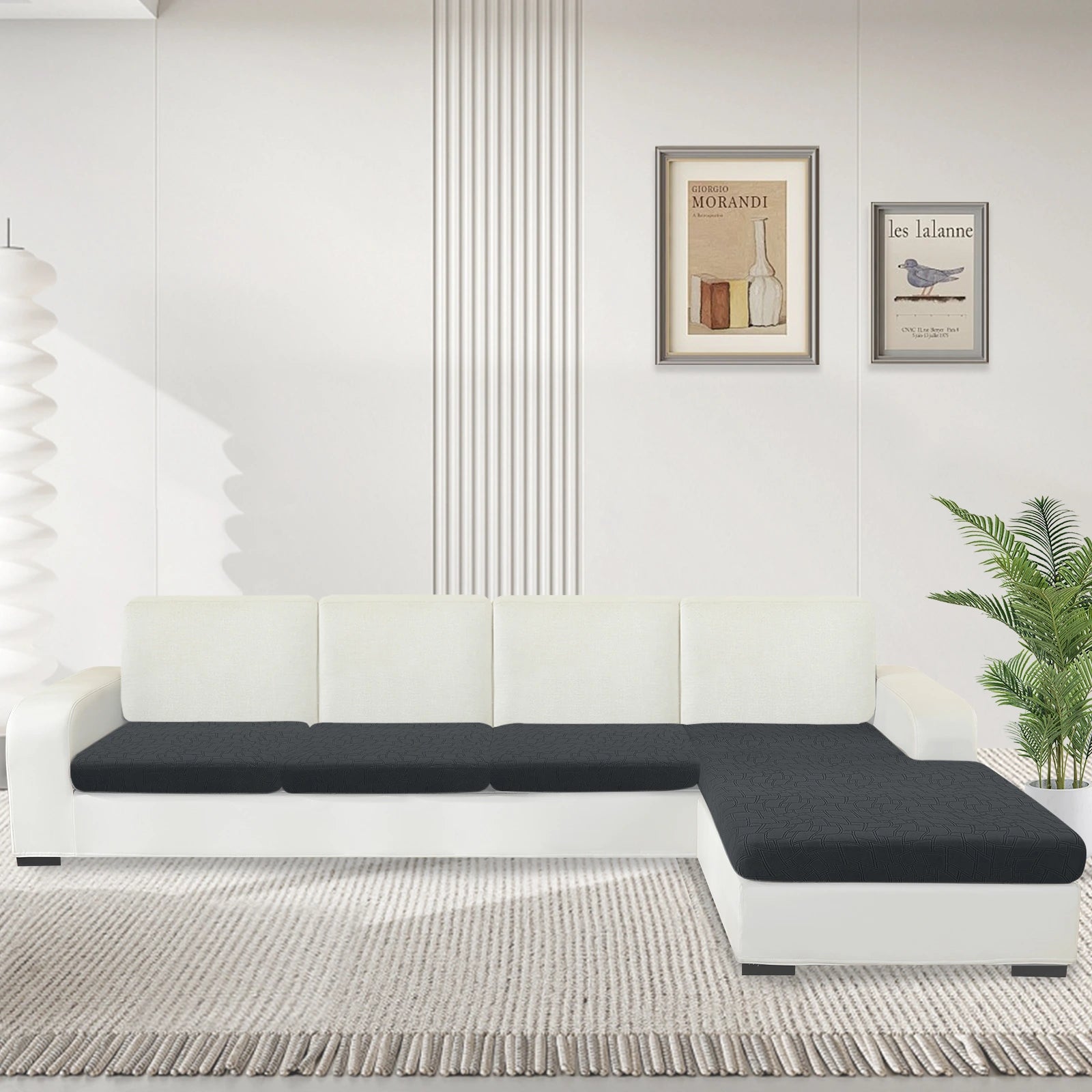 YSTYLE L-Shape+3 Seat Stretch Sofa Seat Cover Geometric Anti Slip-YSTYLE