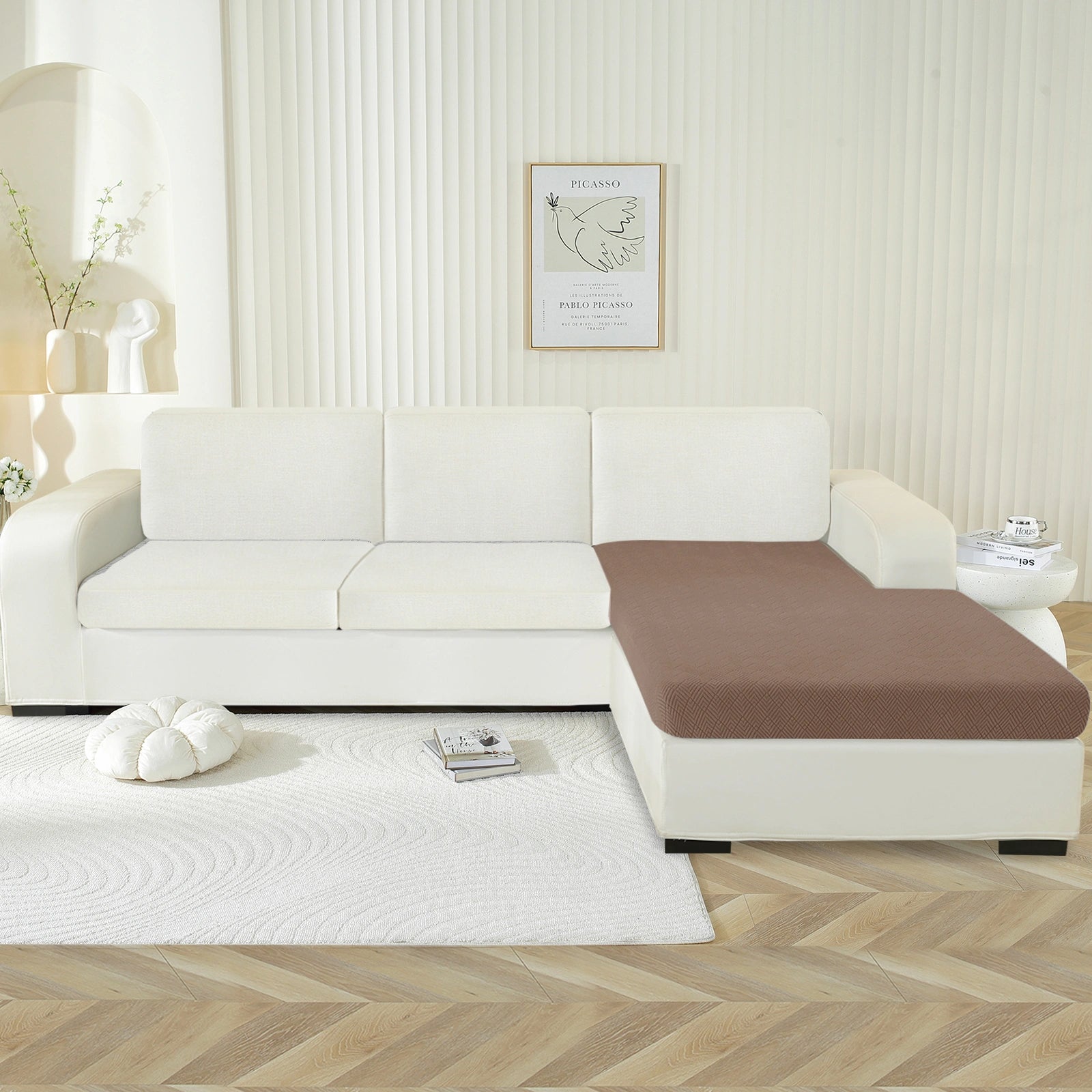 YSTYLE Chaise Sofa Cushion Cover – Stretch Fit, Universal Use, Anti-Slip, Scratch Resistant, Geometric Design-Rhombic