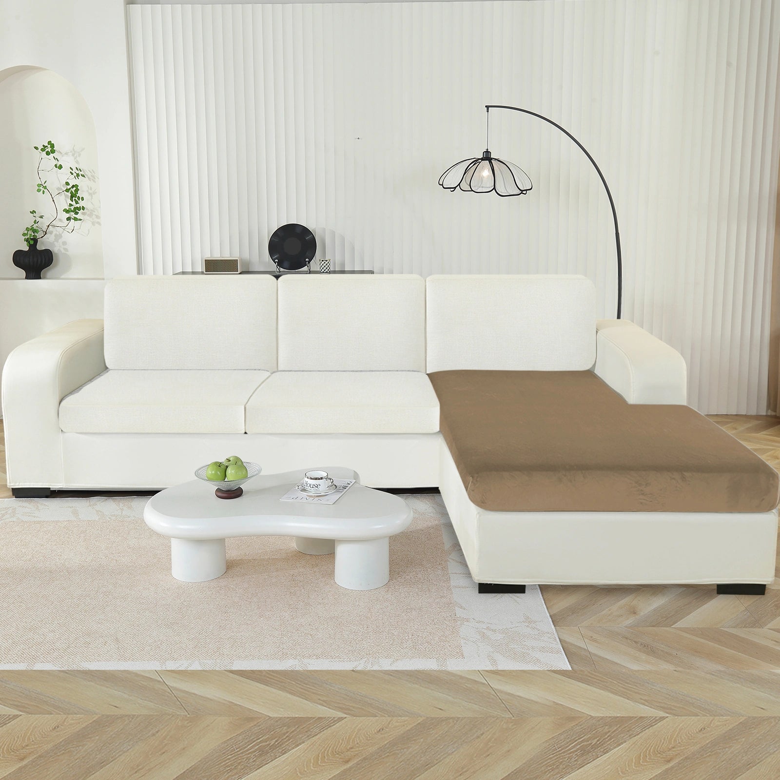 YSTYLE Chaise Velvet Stretch Sofa Seat Cover Anti Slip-YSTYLE