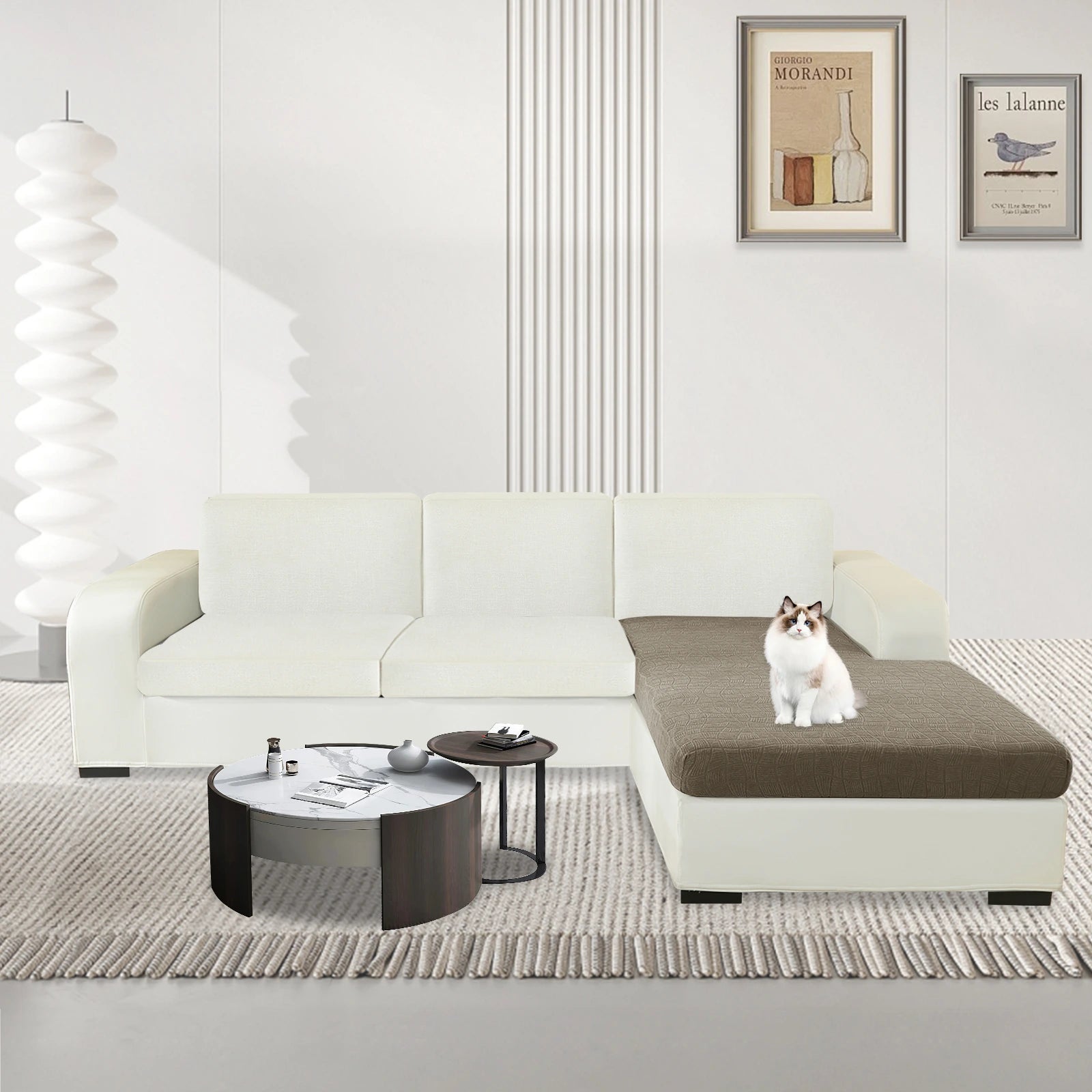 YSTYLE L-Shape Seater WaterProof Cushion Cover – Stretch Fit, Anti-Slip, Elastic, Washable, Universal Use-Ripple