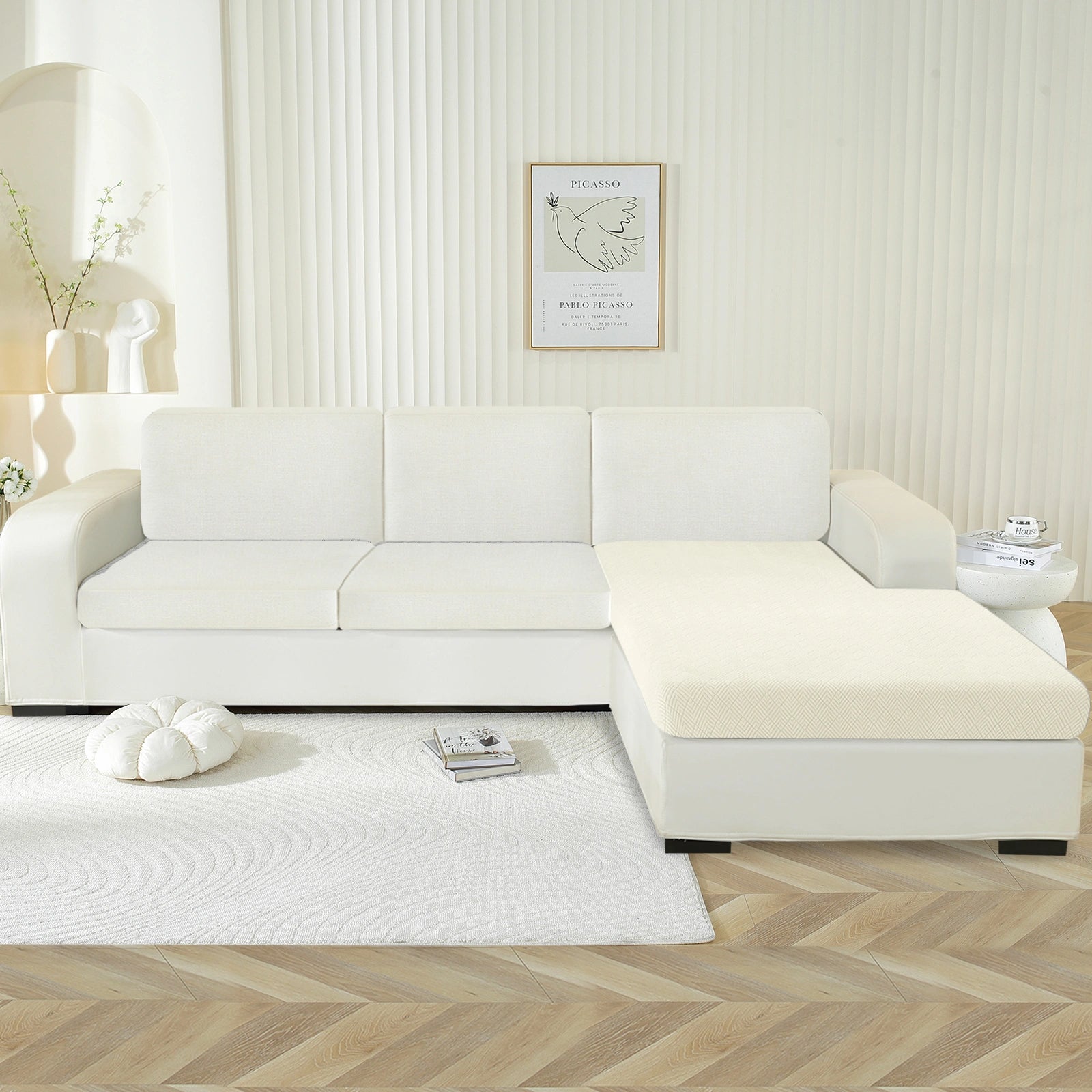 YSTYLE Chaise Sofa Cushion Cover – Stretch Fit, Universal Use, Anti-Slip, Scratch Resistant, Geometric Design-Rhombic