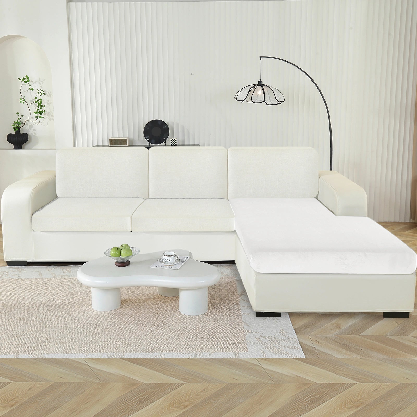 YSTYLE Chaise Velvet Stretch Sofa Seat Cover Anti Slip-YSTYLE