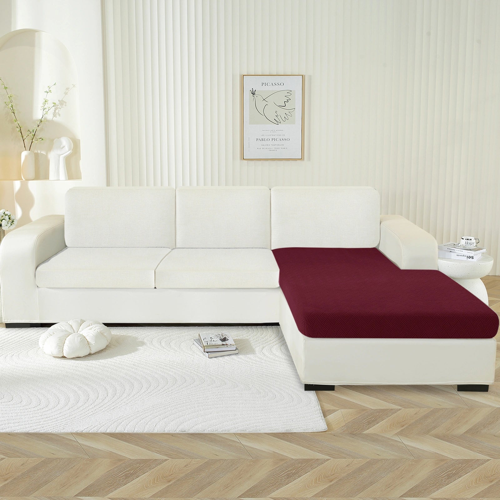 YSTYLE Chaise Sofa Cushion Cover – Stretch Fit, Universal Use, Anti-Slip, Scratch Resistant, Geometric Design-Rhombic