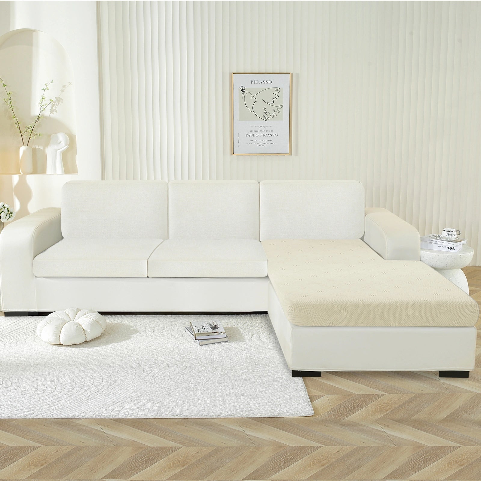 YSTYLE Sofa Chaise Cushion Cover – Stretch Fit, Anti-Slip, Geometric Pattern, Universal Use, Full Protection-Intertwined Pattern