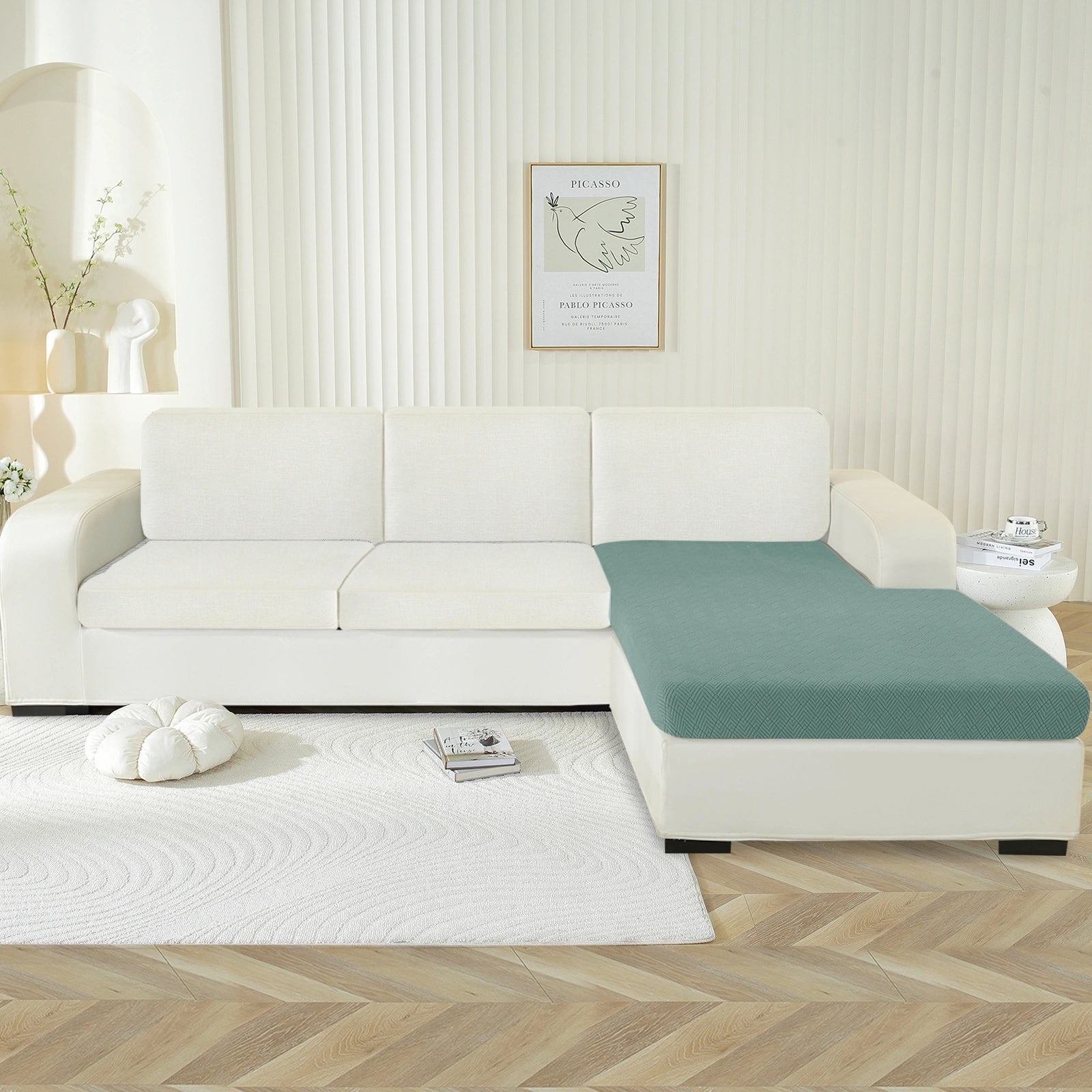 YSTYLE Chaise Sofa Cushion Cover – Stretch Fit, Universal Use, Anti-Slip, Scratch Resistant, Geometric Design-Rhombic