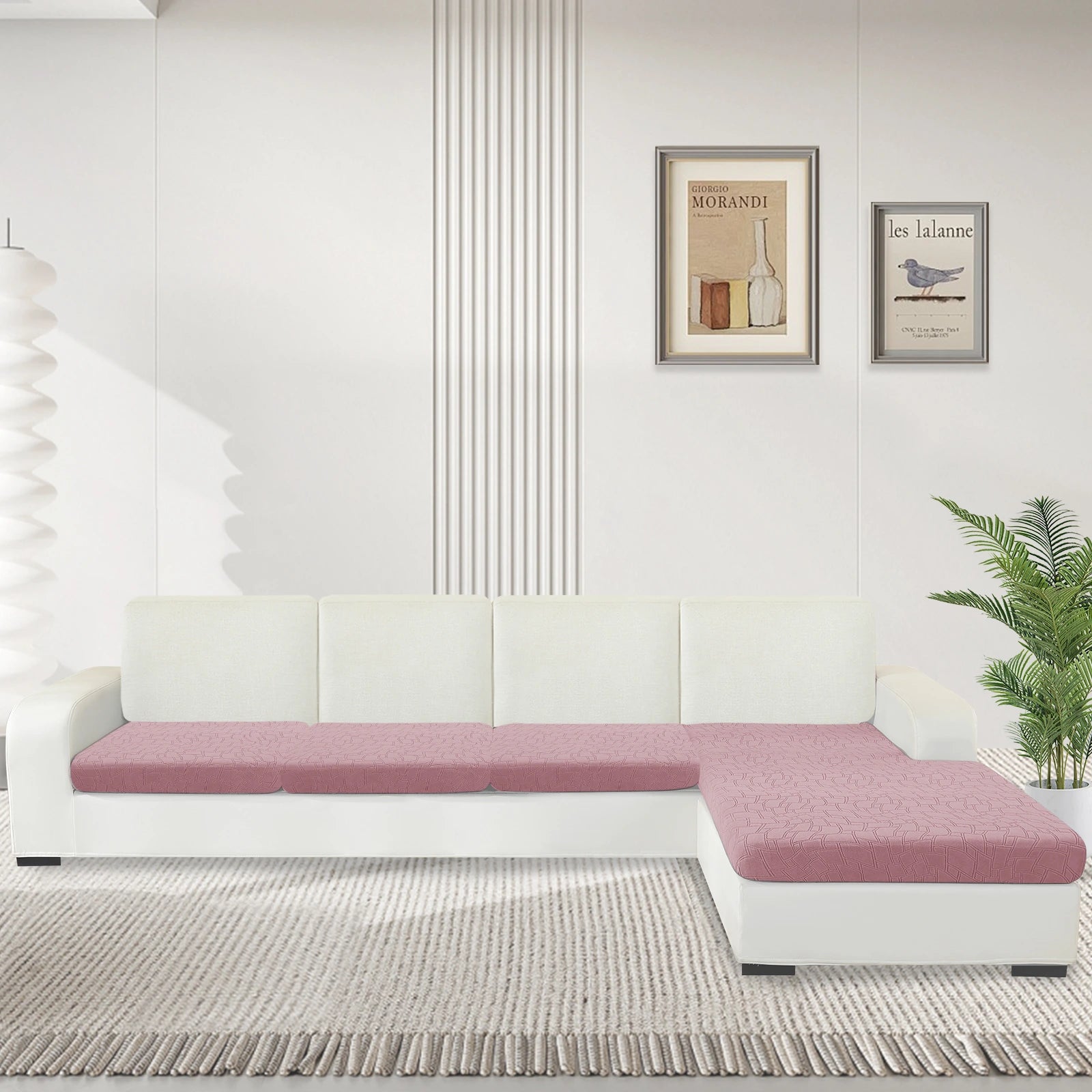 YSTYLE L-Shape+3 Seat Sofa Cushion Cover – Stretch Fit, Anti-Slip, Geometric Design, Universal Use, Washable-MouthPiece