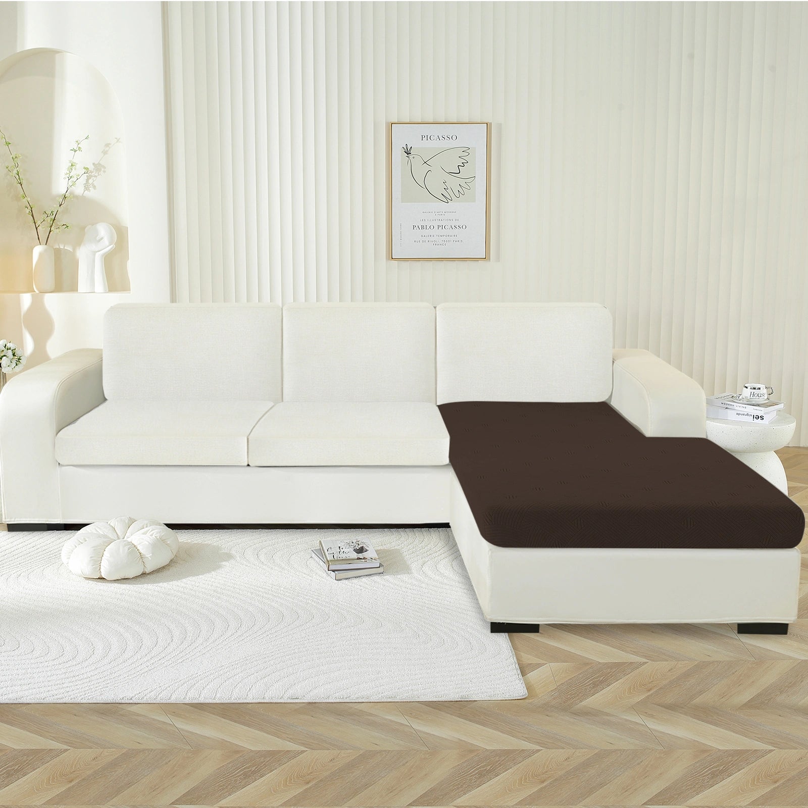 YSTYLE Sofa Chaise Cushion Cover – Stretch Fit, Anti-Slip, Geometric Pattern, Universal Use, Full Protection-Intertwined Pattern