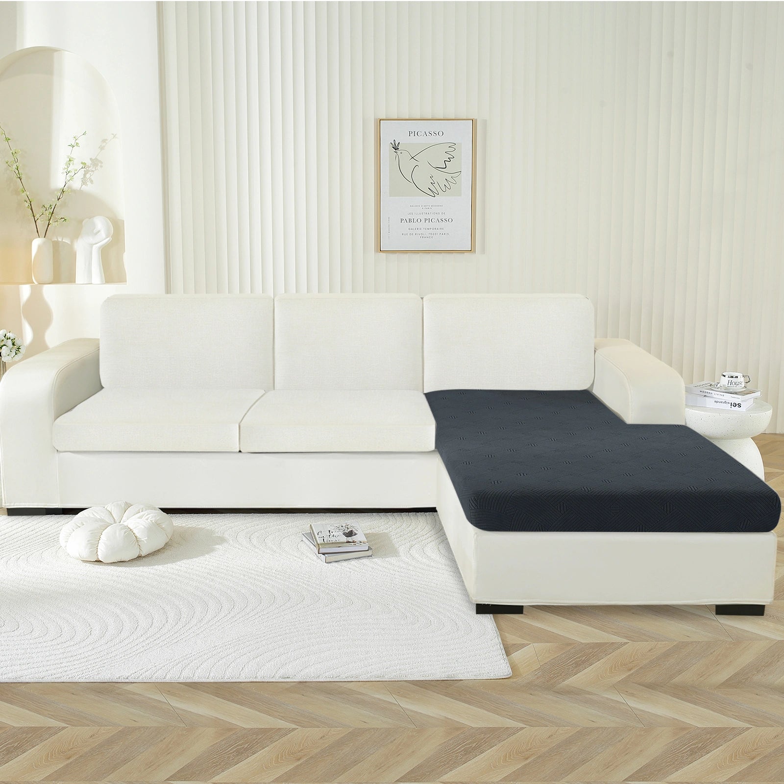 YSTYLE Sofa Chaise Cushion Cover – Stretch Fit, Anti-Slip, Geometric Pattern, Universal Use, Full Protection-Intertwined Pattern