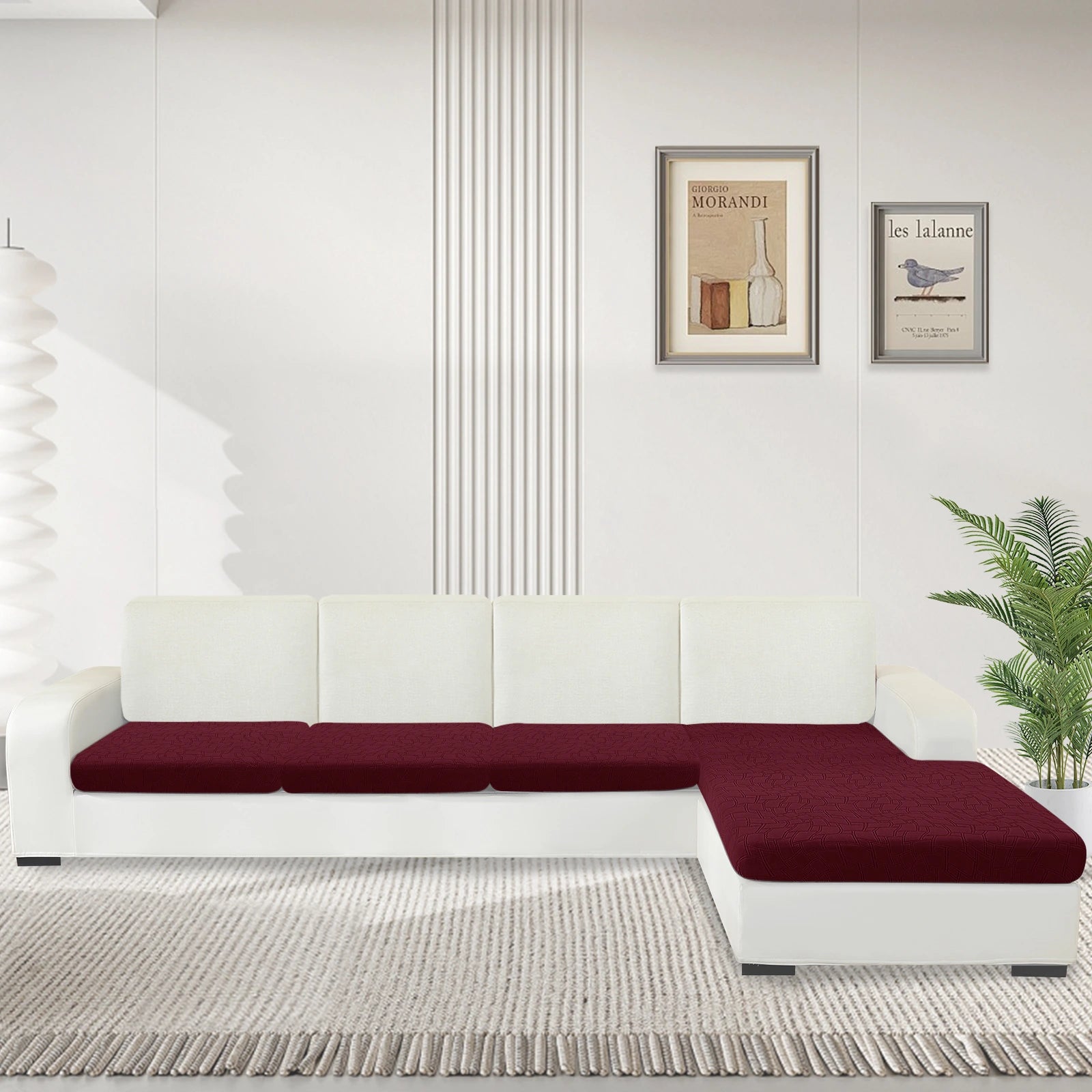 YSTYLE L-Shape+3 Seat Stretch Sofa Seat Cover Geometric Anti Slip-YSTYLE