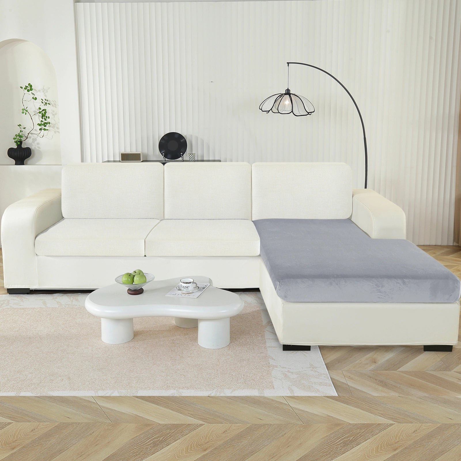 YSTYLE Chaise Velvet Stretch Sofa Seat Cover Anti Slip-YSTYLE