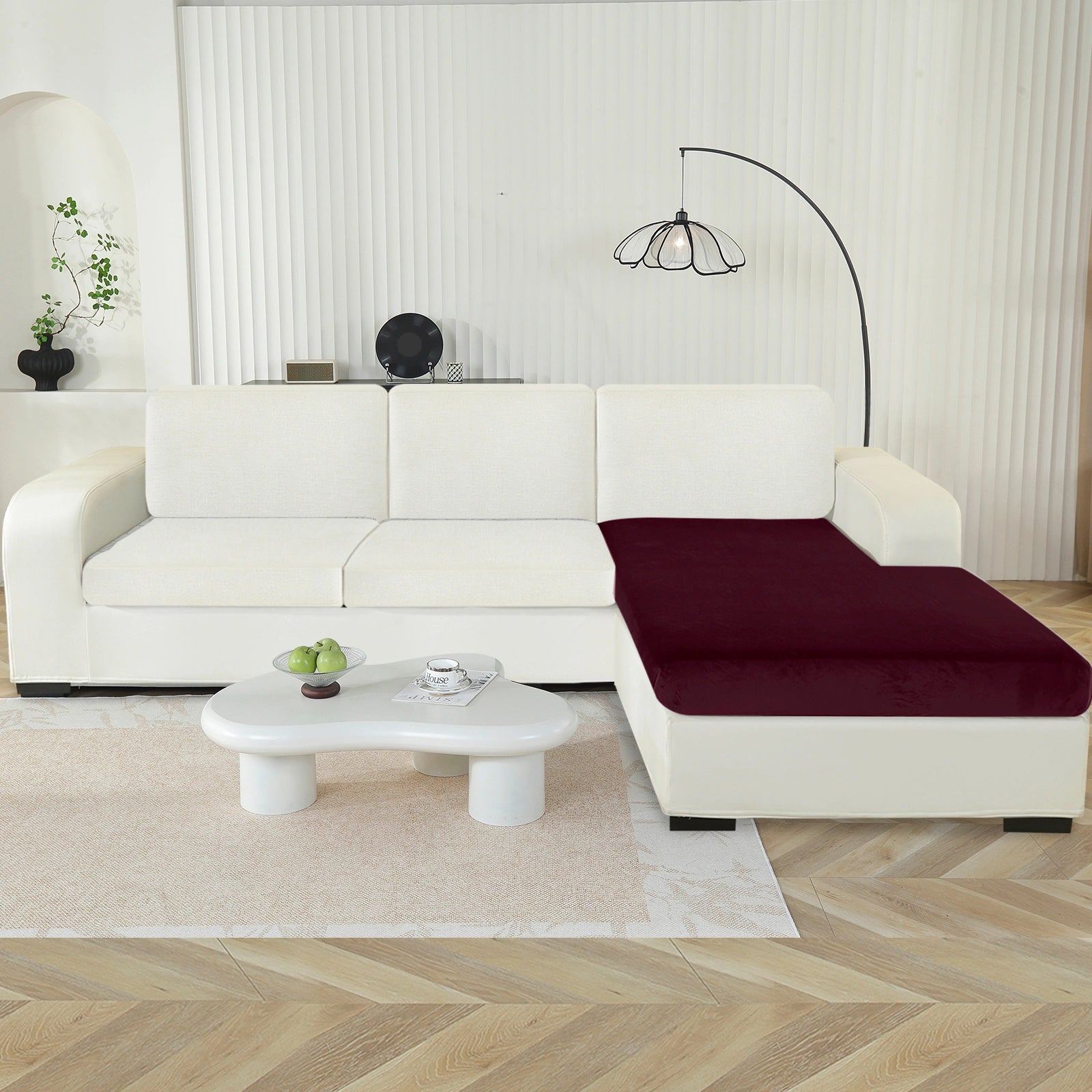 YSTYLE Chaise Velvet Stretch Sofa Seat Cover Anti Slip-YSTYLE