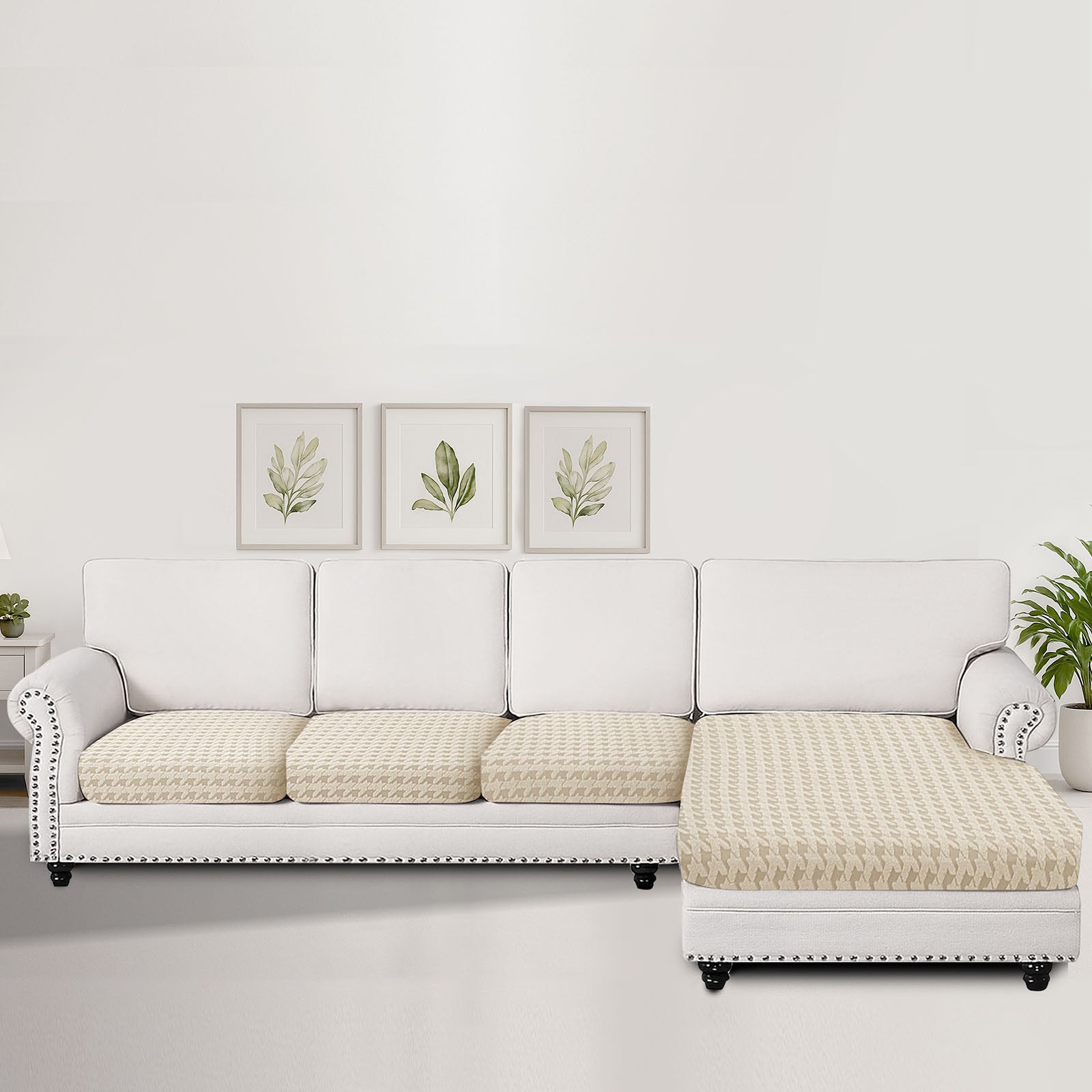 Ystyle Stretch Sofa Seat Cover New Pattern (3 x 1-Seat + Chaise Lounge)-YSTYLE