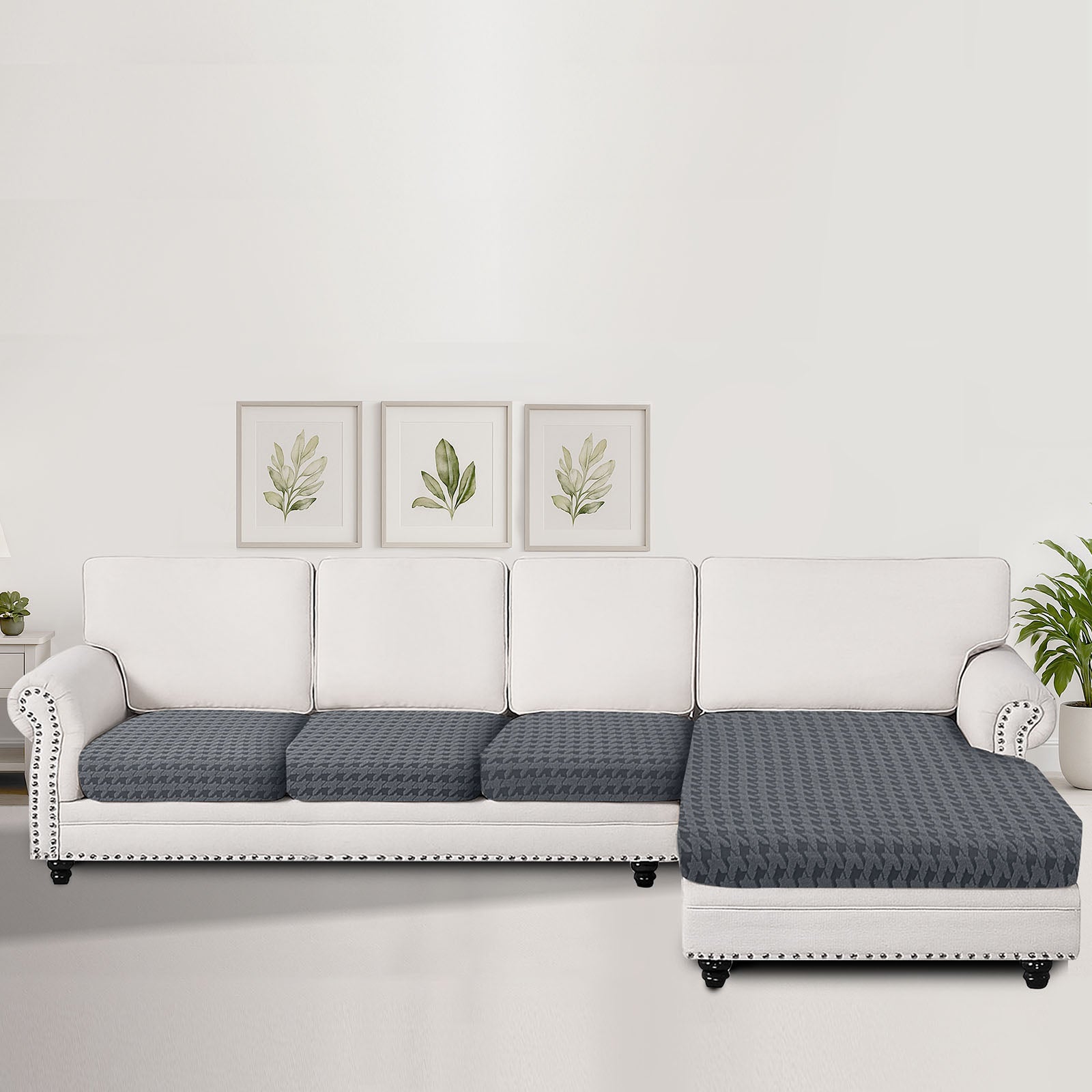 Ystyle Stretch Sofa Seat Cover New Pattern (3 x 1-Seat + Chaise Lounge)-YSTYLE