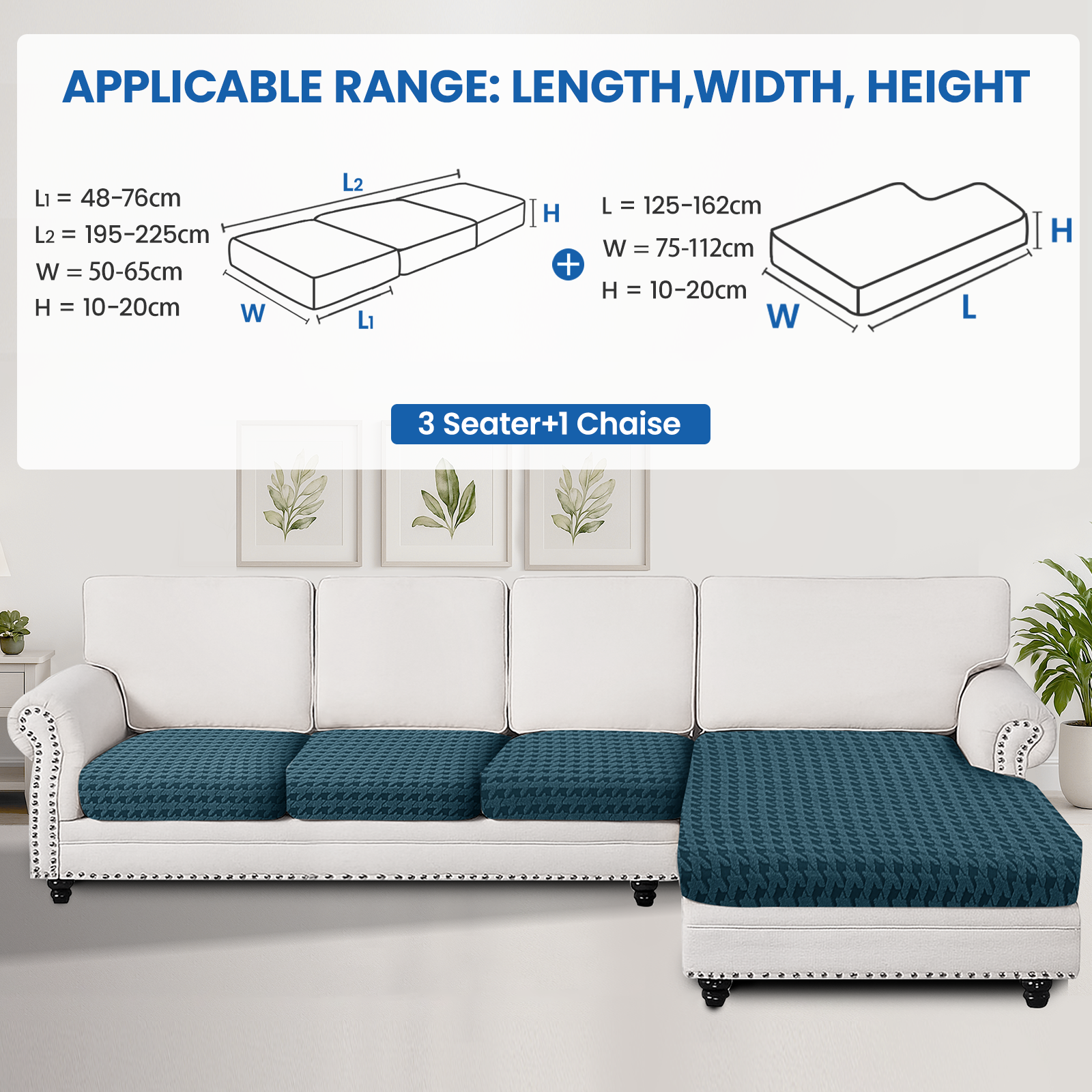 Ystyle Elastic Sofa Cushion Covers, Universal Stretch Sofa Seat Slipcovers (3x 1-Seat + Chaise Lounge)