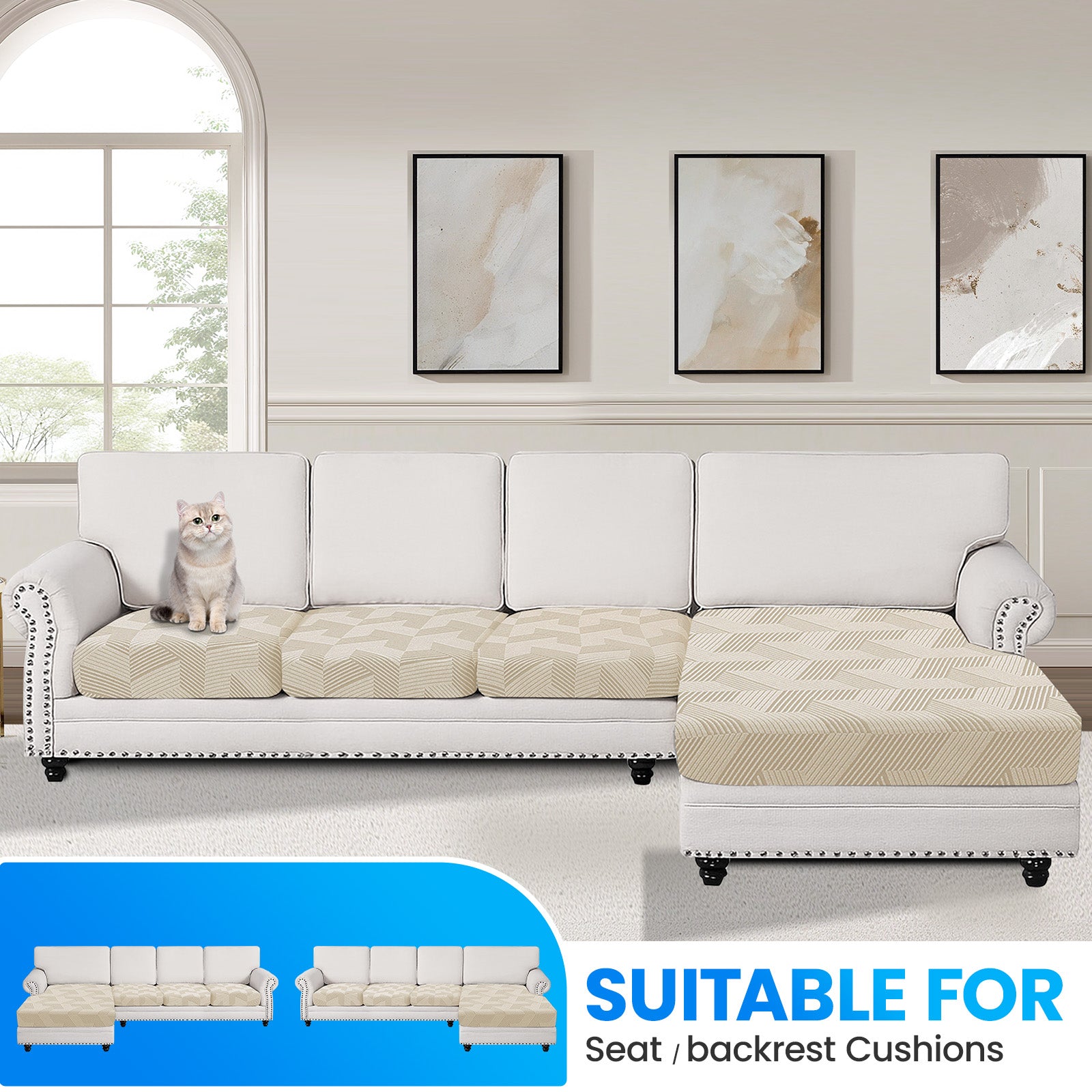 Ystyle Universal 3-Seater L-Shaped Sofa Stretch Sofa Cushion Cover-YSTYLE