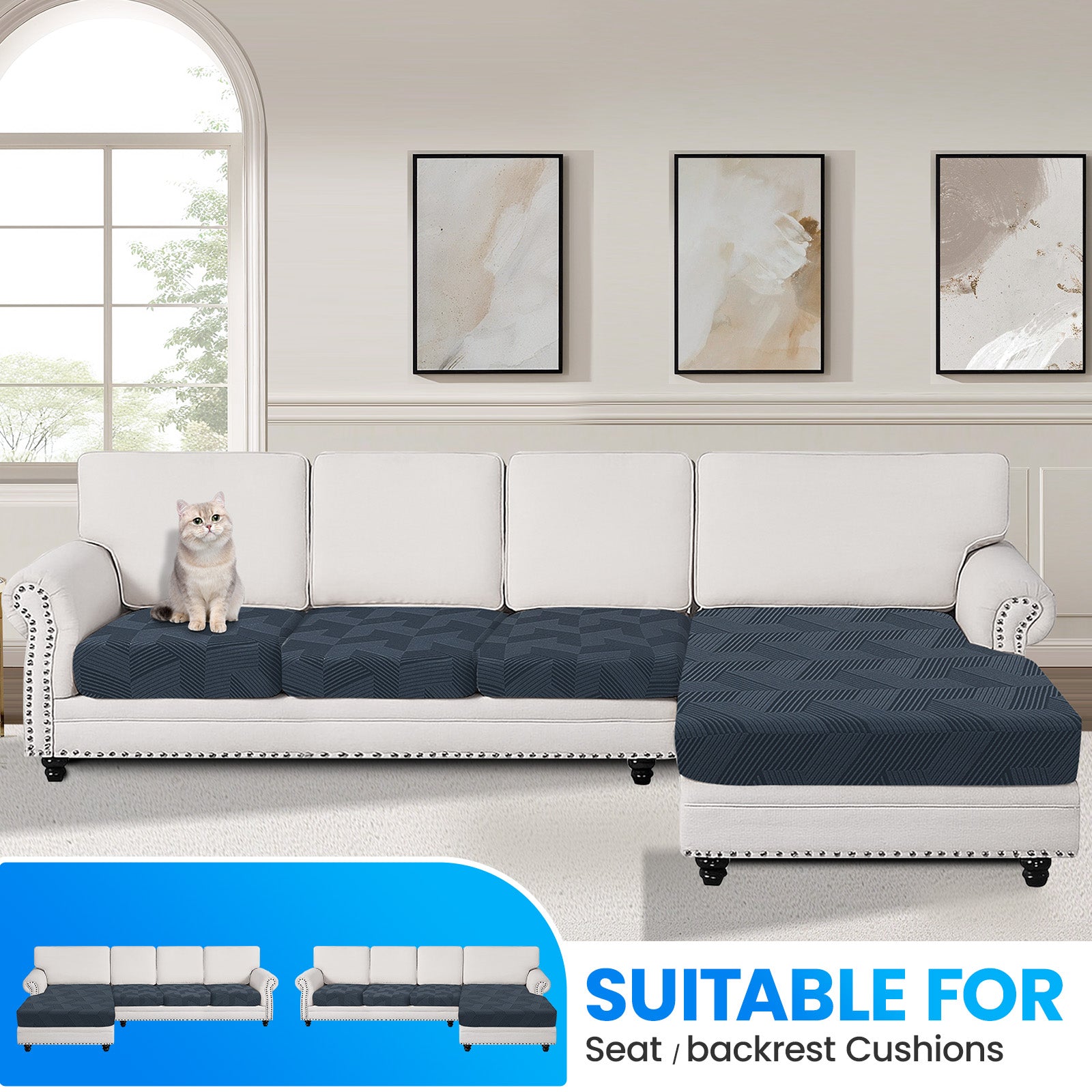 Ystyle Universal 3-Seater L-Shaped Sofa Stretch Sofa Cushion Cover-YSTYLE