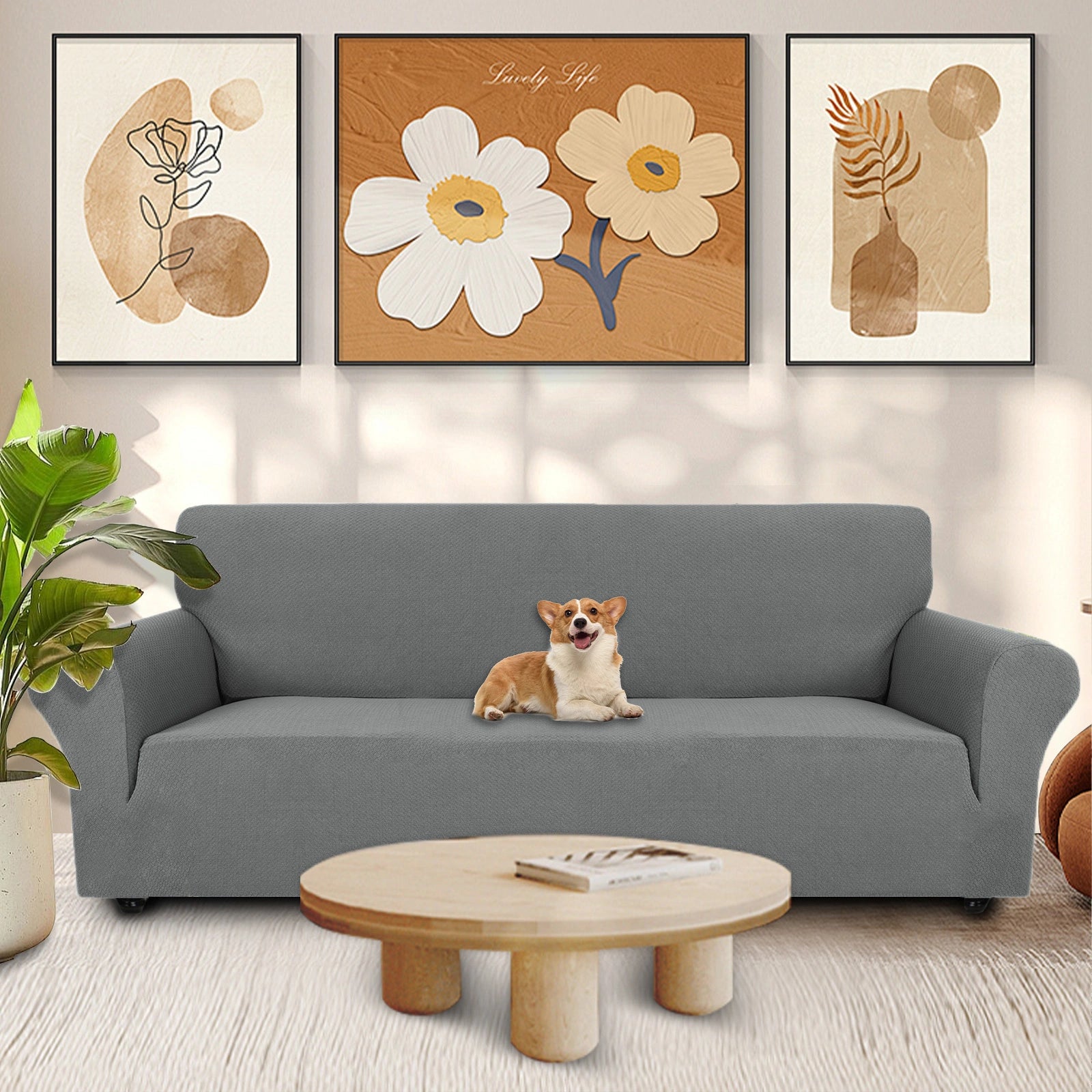 YSTYLE Stretch 3 Seater Sofa Cover Jacquard Anti-Slip-YSTYLE