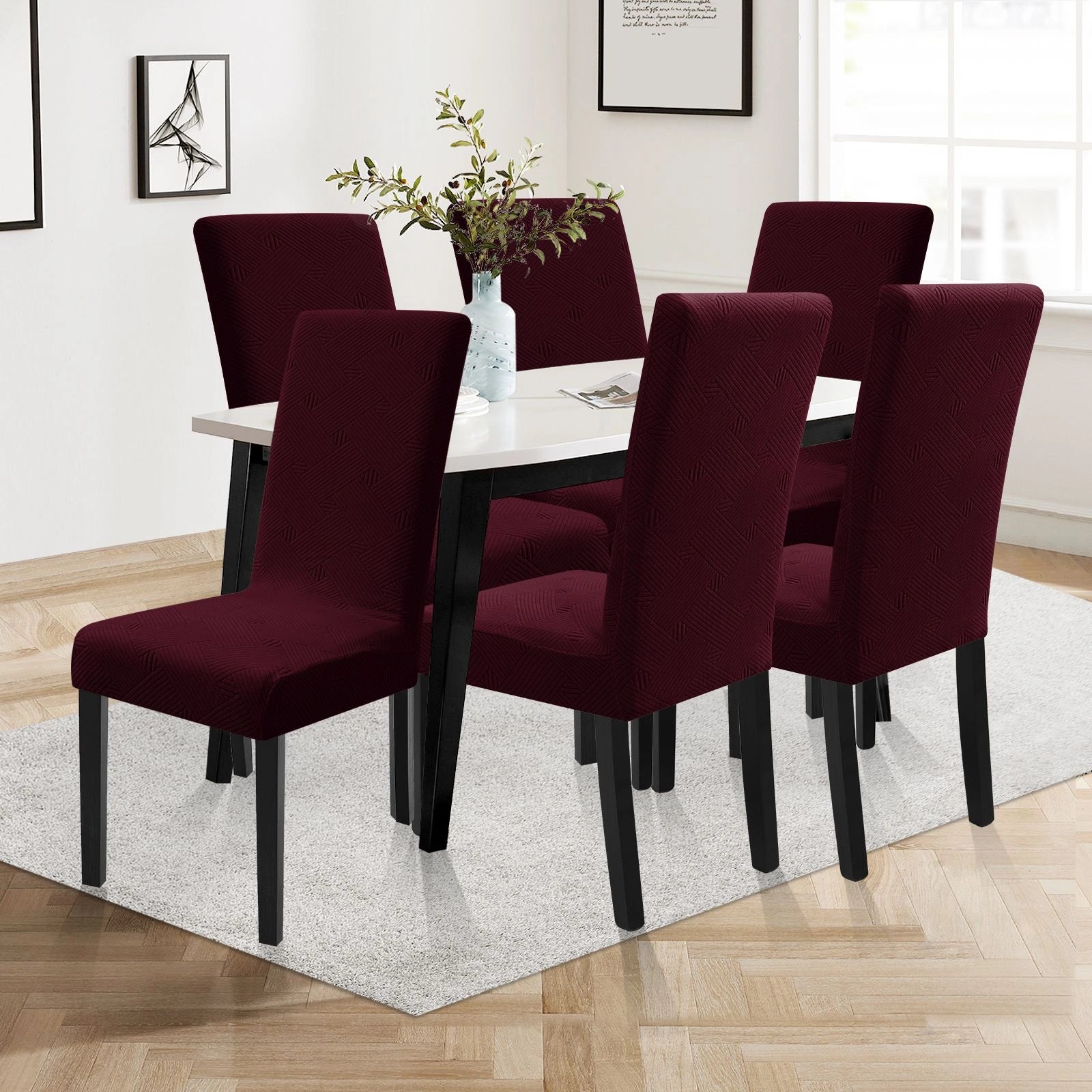 YSTYLE 2 PCS Chair Slipcovers , Stretchable, Pet-Friendly, Wrinkle-Free, Dining Chair Cover-Interweave Pattern