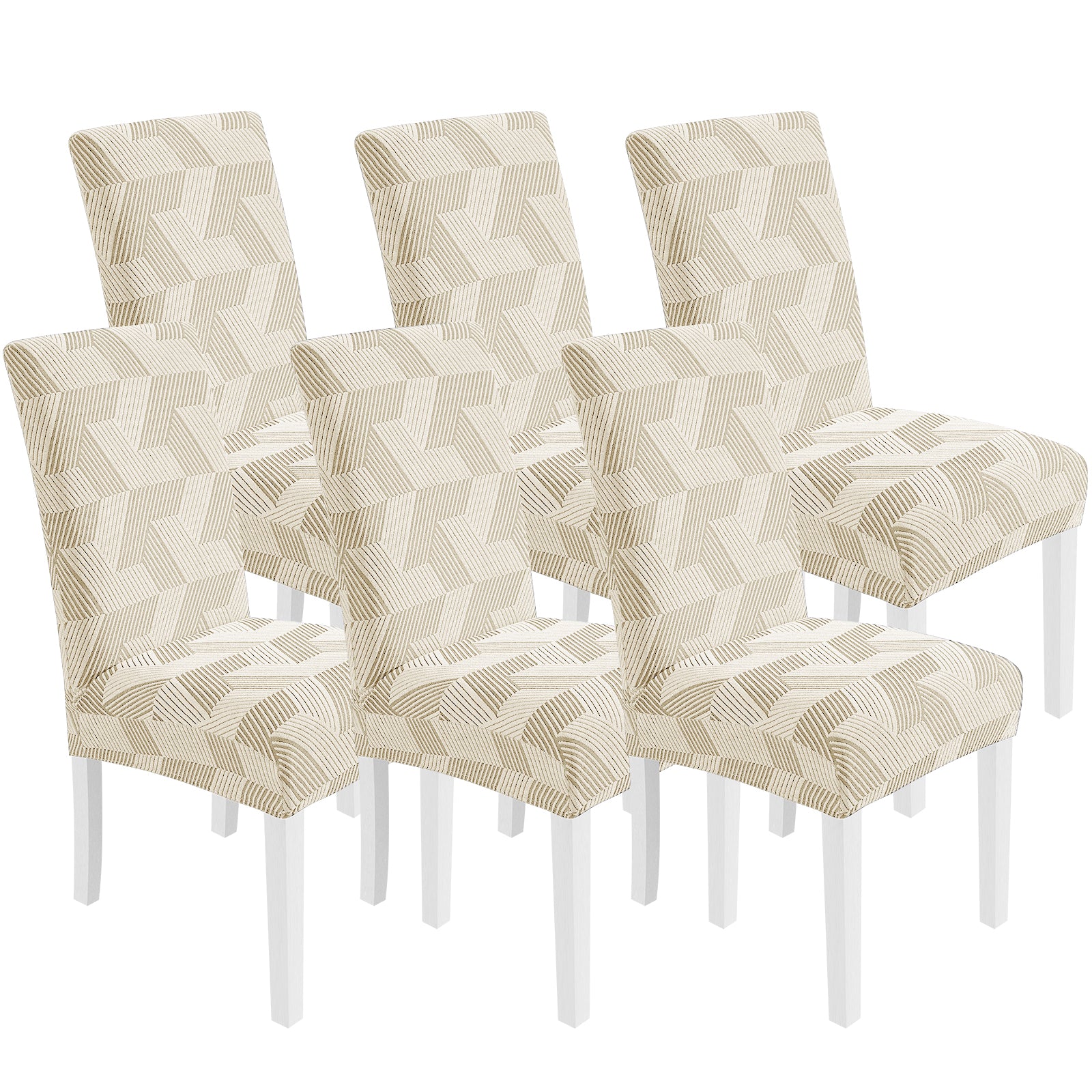 Ystyle 6-Piece Chair Covers with Backrest, Universal Kitchen Chair Covers, Removable Elastic Dining Chair Slipcovers, Stain-Resistant Chair Protectors, Washable, for Kitchen and Living Room