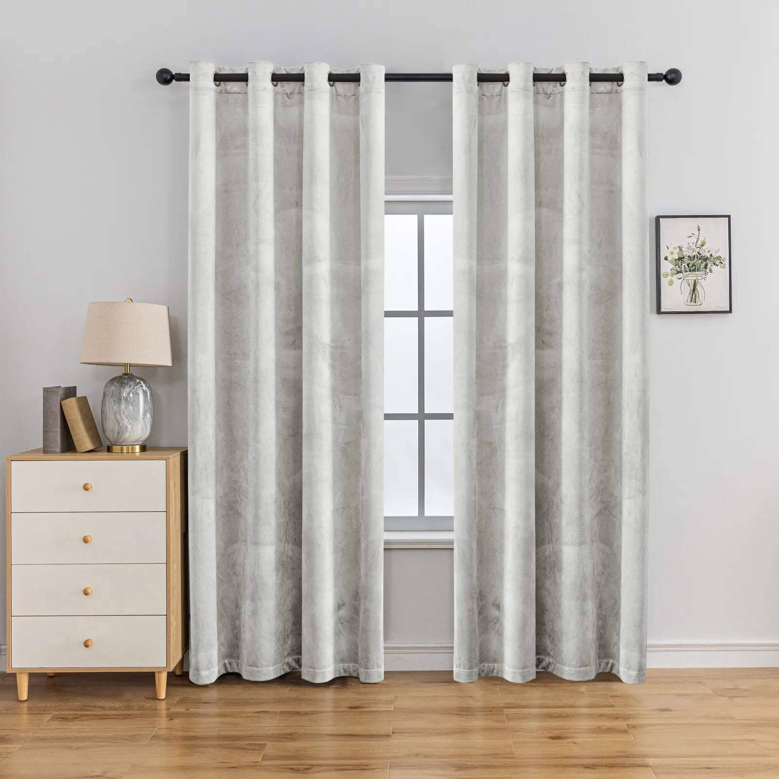 YSTYLE Elegant Velvet Curtains-2 pcs, Blackout & Heat Insulating, Eyelet Drapes for Home Windows