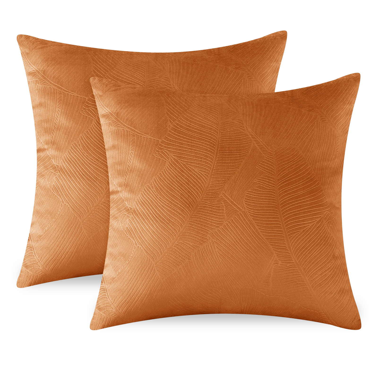 YSTYLE Velvet Sofa Cushion Covers, Decorative Throw Pillow Covers, 2 pcs, Hidden Zipper-Leaf Shape