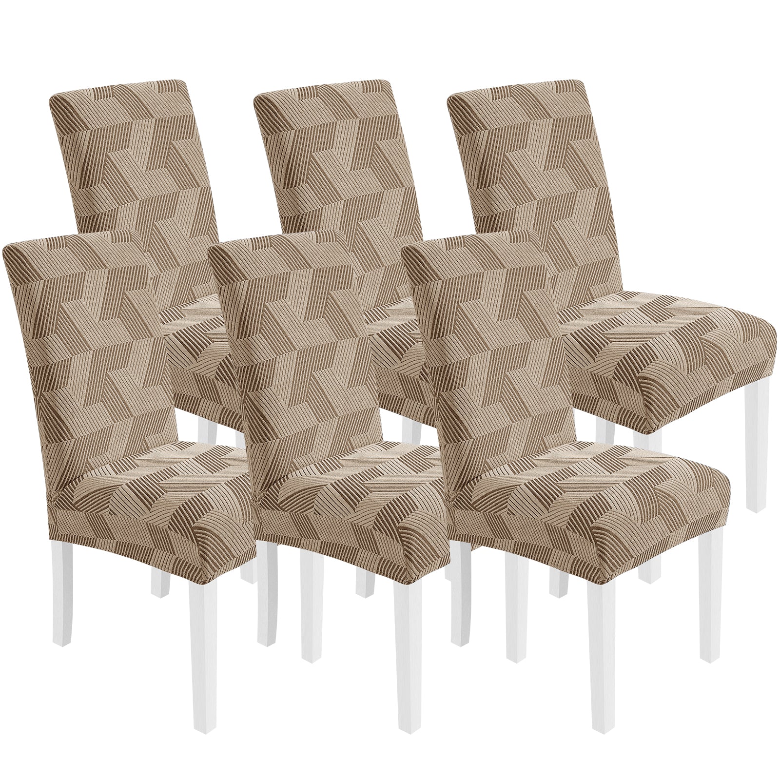 Ystyle 6-Piece Chair Covers with Backrest, Universal Kitchen Chair Covers, Removable Elastic Dining Chair Slipcovers, Stain-Resistant Chair Protectors, Washable, for Kitchen and Living Room