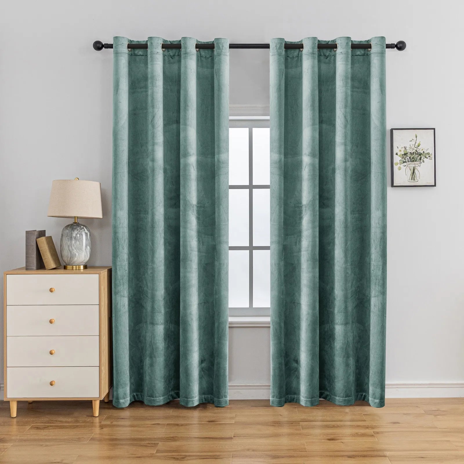 YSTYLE Elegant Velvet Curtains-2 pcs, Blackout & Heat Insulating, Eyelet Drapes for Home Windows