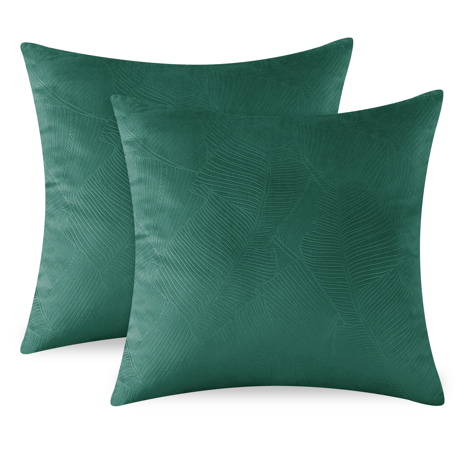 YSTYLE Velvet Sofa Cushion Covers, Decorative Throw Pillow Covers, 2 pcs, Hidden Zipper-Leaf Shape