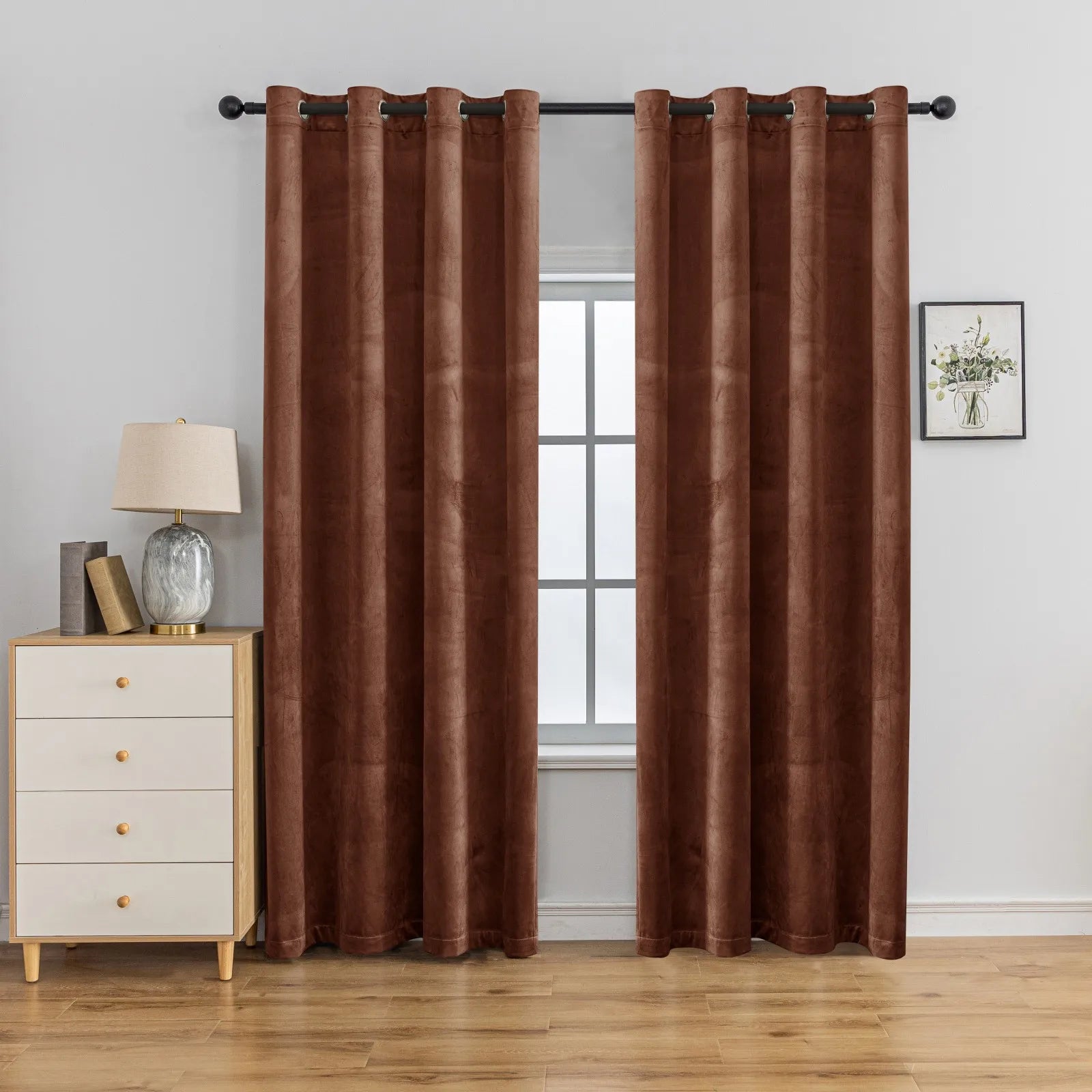 YSTYLE Elegant Velvet Curtains-2 pcs, Blackout & Heat Insulating, Eyelet Drapes for Home Windows