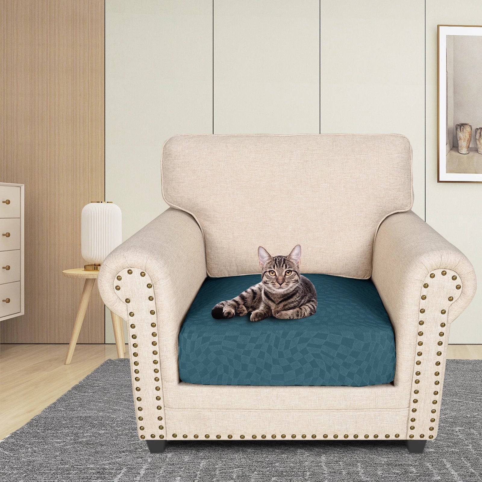 YSTYLE 1 Piece Sofa Cushion Cover – Stretch Fit, Anti-Slip Design, Universal Use, Geometric Style, Full Protection-Jacquard Plaid