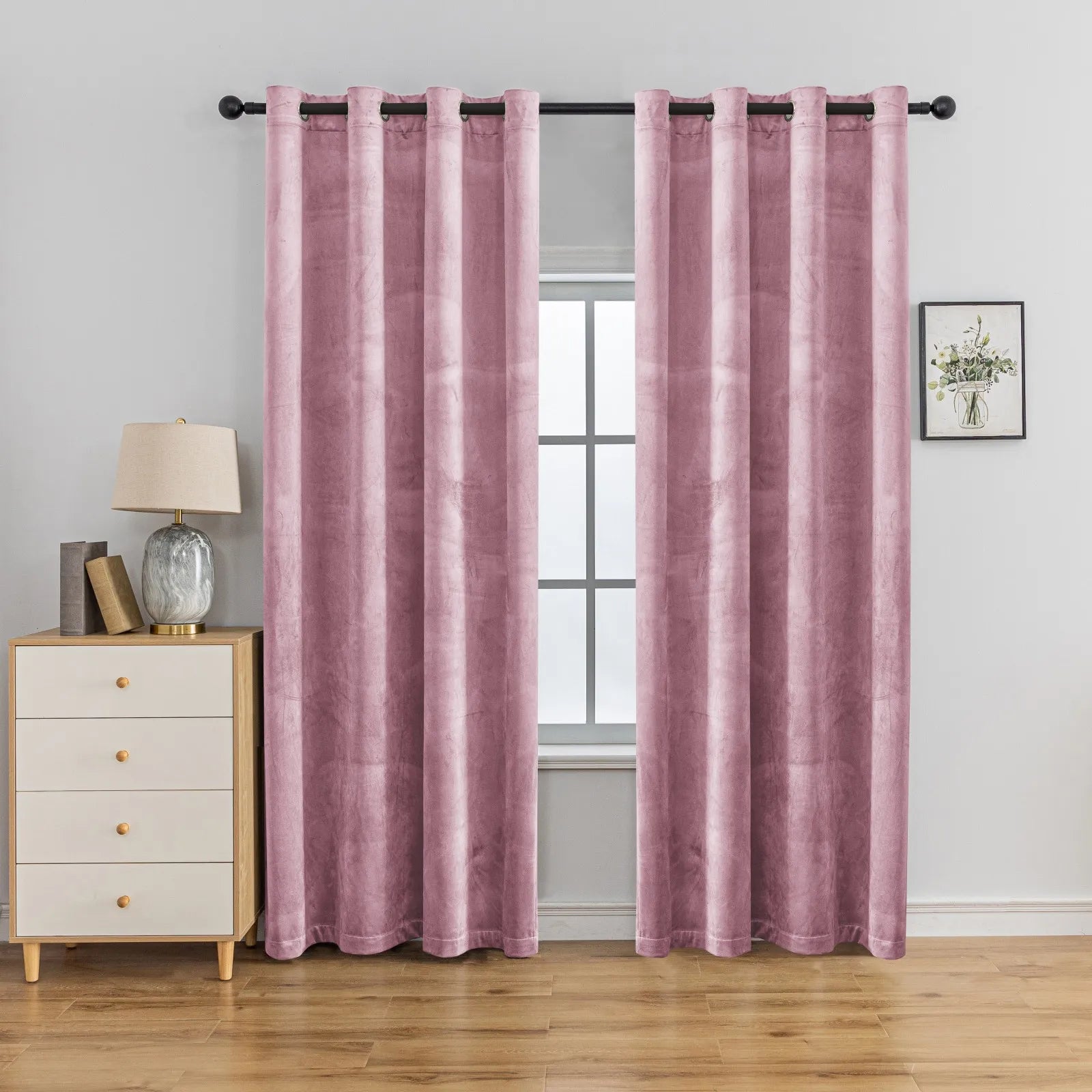 YSTYLE Elegant Velvet Curtains-2 pcs, Blackout & Heat Insulating, Eyelet Drapes for Home Windows