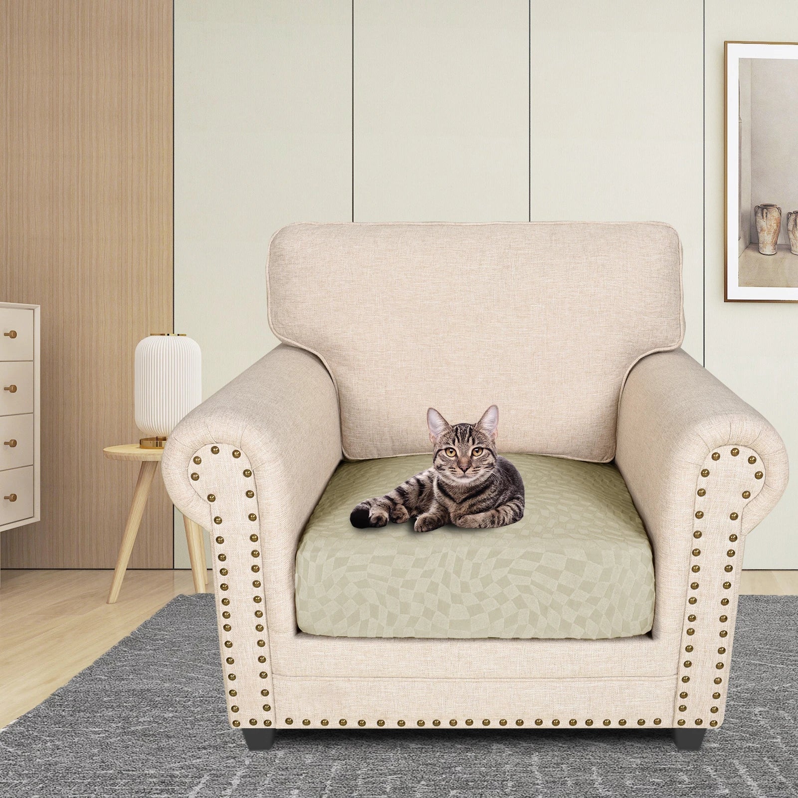 YSTYLE 1 Piece Sofa Cushion Cover – Stretch Fit, Anti-Slip Design, Universal Use, Geometric Style, Full Protection-Jacquard Plaid