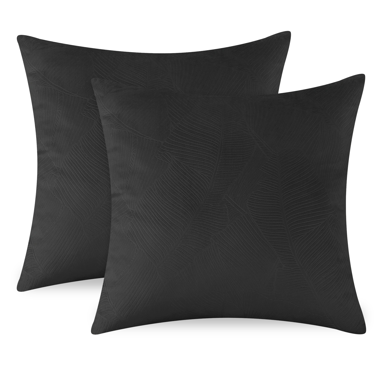 YSTYLE Velvet Sofa Cushion Covers, Decorative Throw Pillow Covers, 2 pcs, Hidden Zipper-Leaf Shape