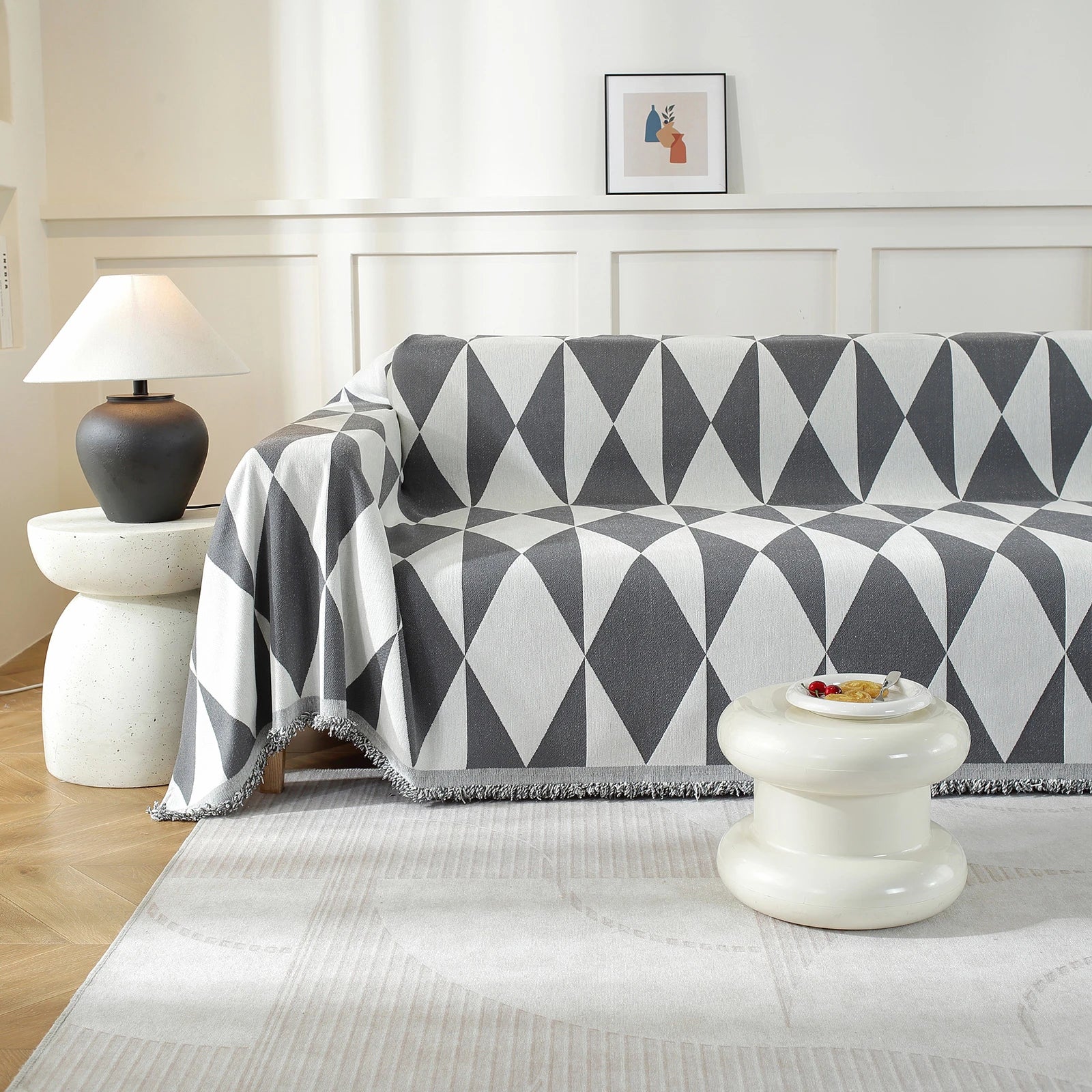 YSTYLE 3 Seater Sofa Blanket , Full Coverage, Stain-Resistant, All-Season Design,Geometric Rhombus