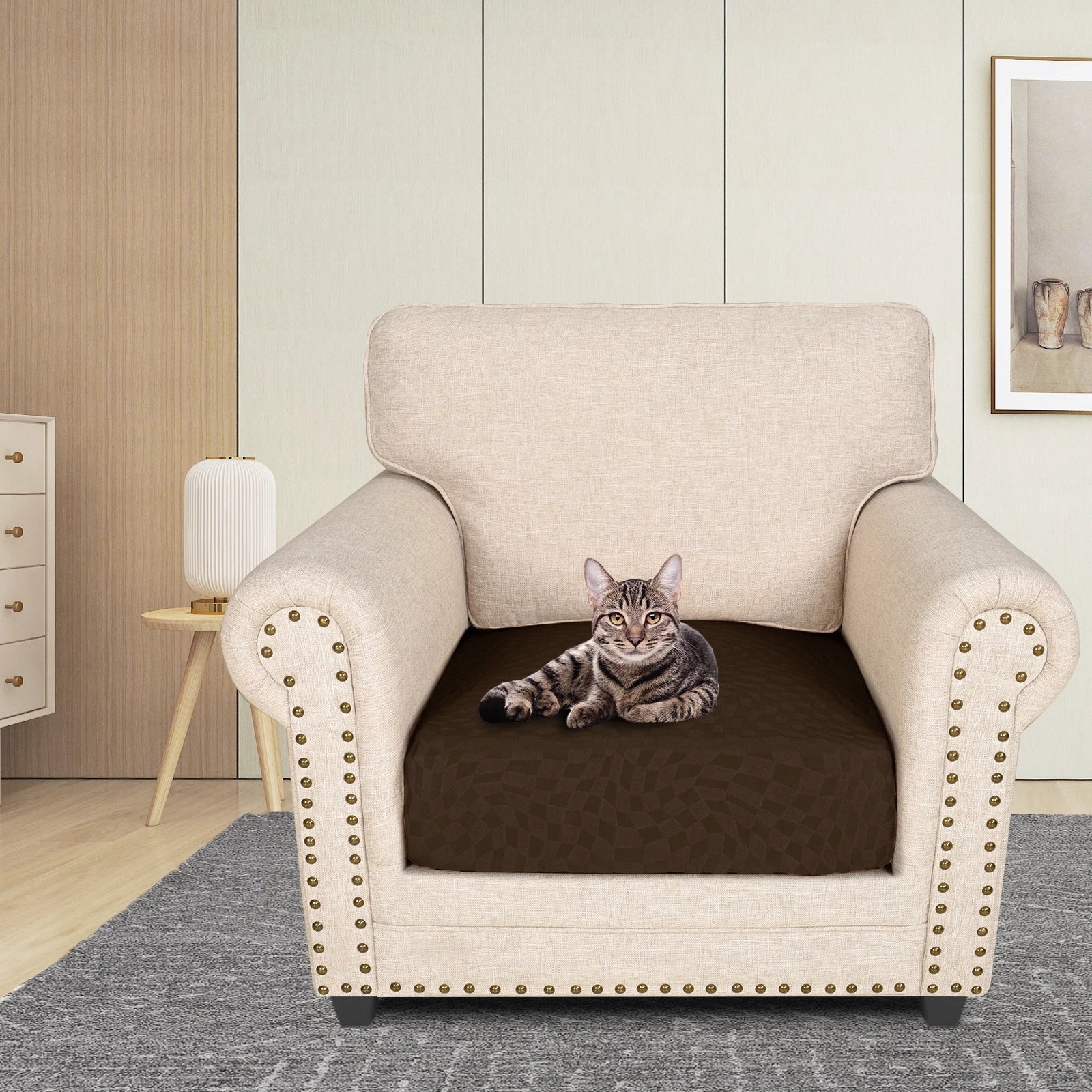 YSTYLE 1 Piece Sofa Cushion Cover – Stretch Fit, Anti-Slip Design, Universal Use, Geometric Style, Full Protection-Jacquard Plaid