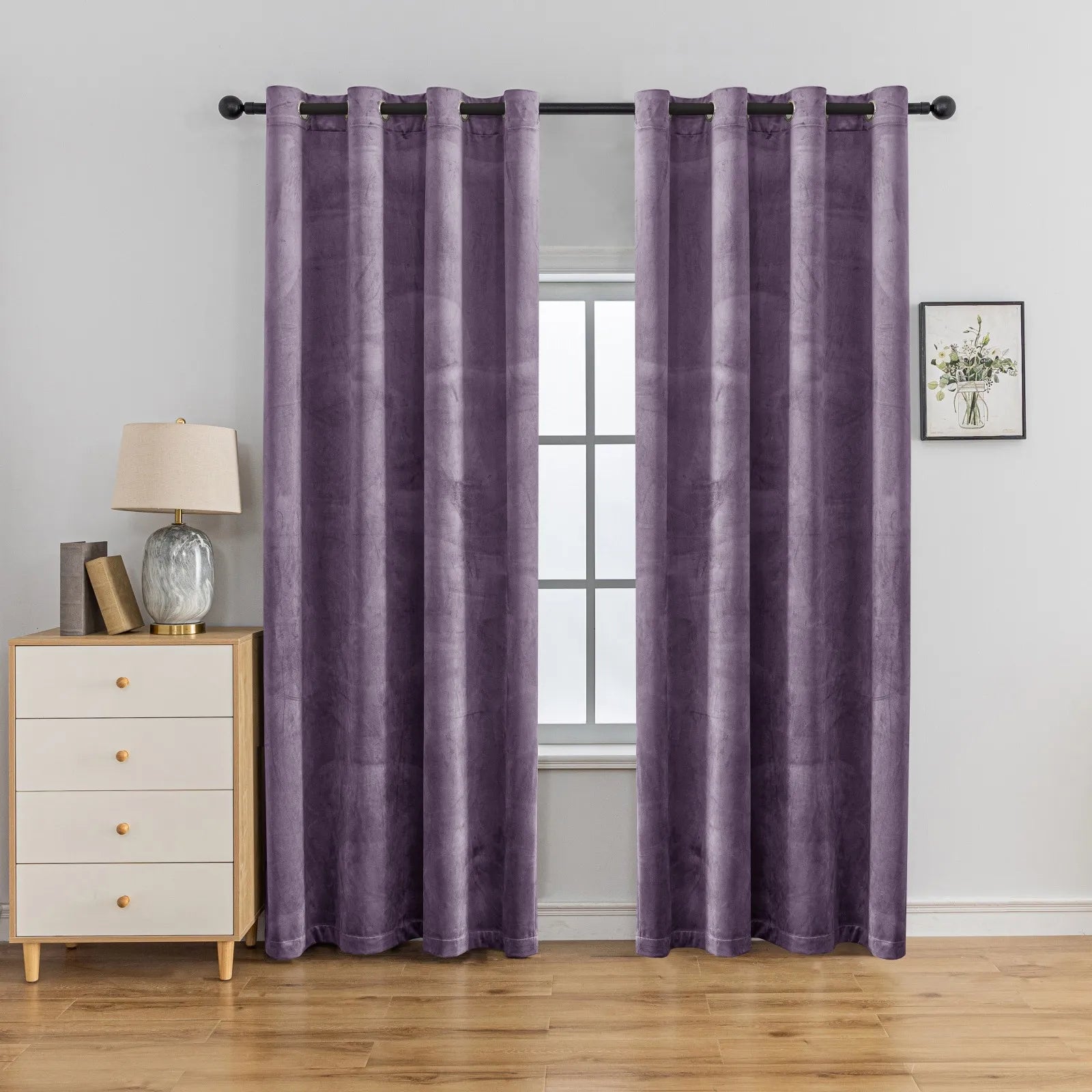 YSTYLE Elegant Velvet Curtains-2 pcs, Blackout & Heat Insulating, Eyelet Drapes for Home Windows