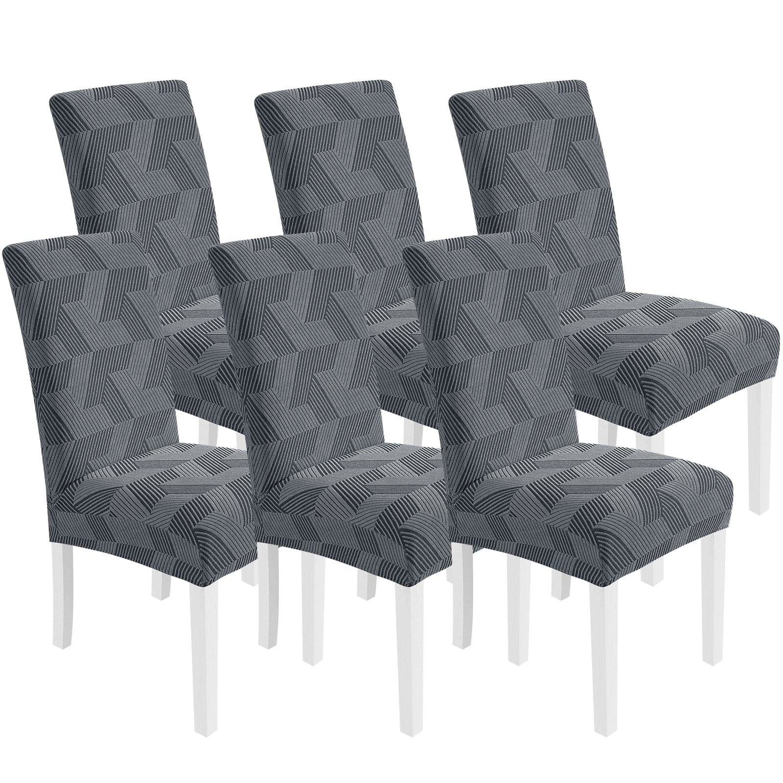 Ystyle 6-Piece Chair Covers with Backrest, Universal Kitchen Chair Covers, Removable Elastic Dining Chair Slipcovers, Stain-Resistant Chair Protectors, Washable, for Kitchen and Living Room