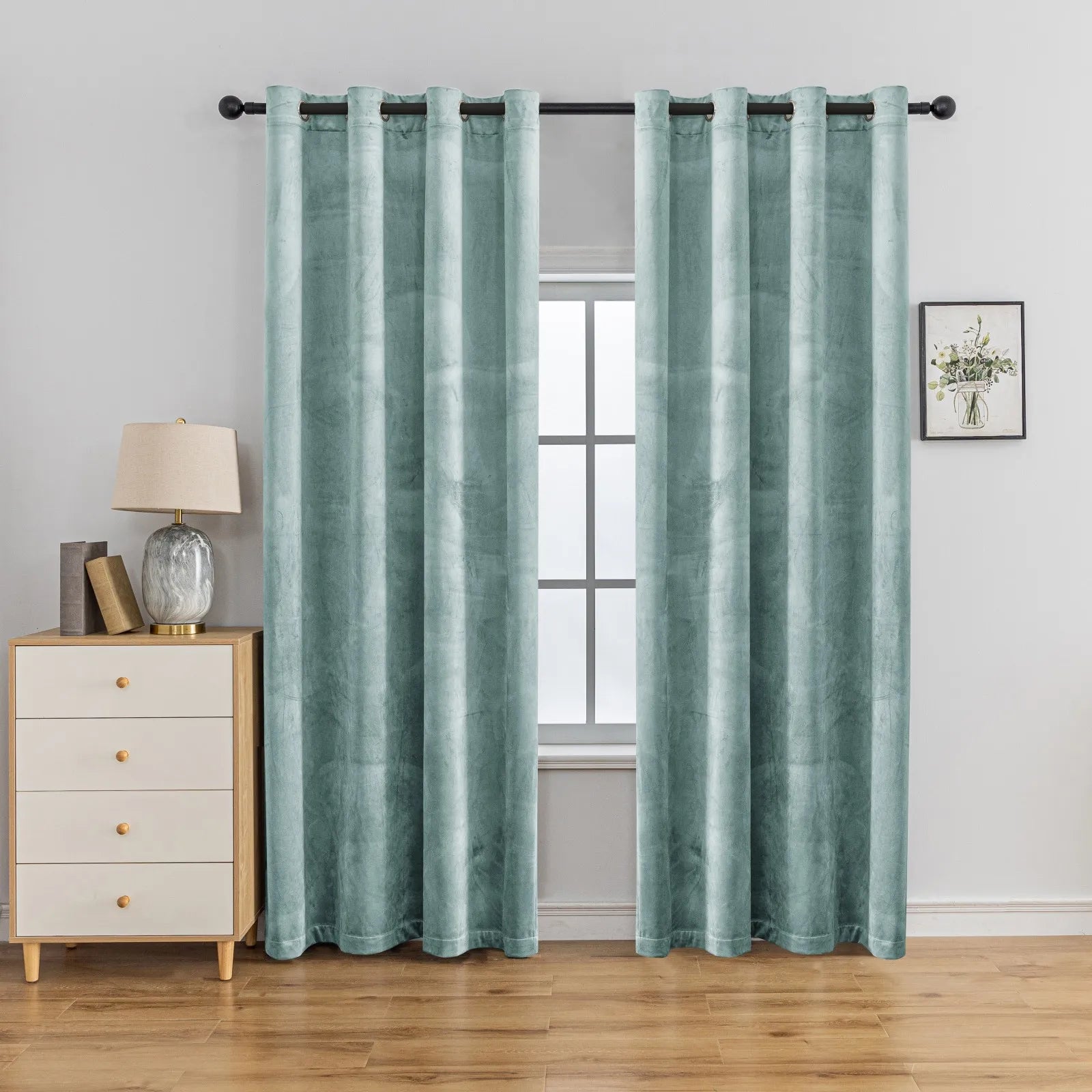 YSTYLE Elegant Velvet Curtains-2 pcs, Blackout & Heat Insulating, Eyelet Drapes for Home Windows