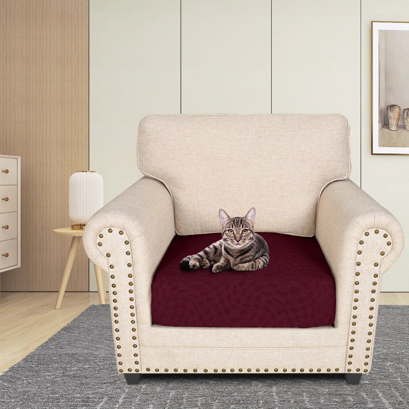 YSTYLE Stretch Sofa Seat Cover Large 1 Seater Geometric Anti Slip-YSTYLE