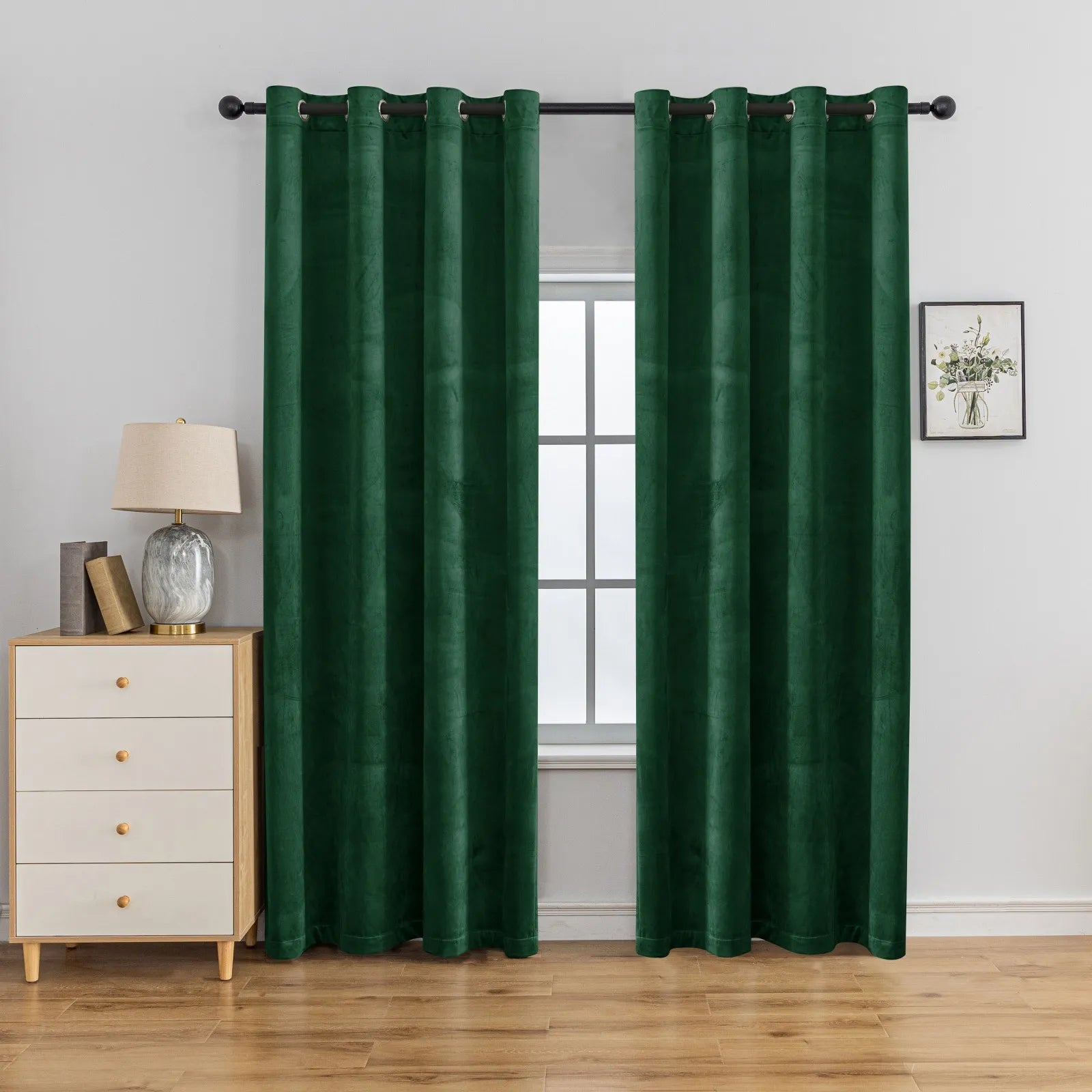 YSTYLE Elegant Velvet Curtains-2 pcs, Blackout & Heat Insulating, Eyelet Drapes for Home Windows