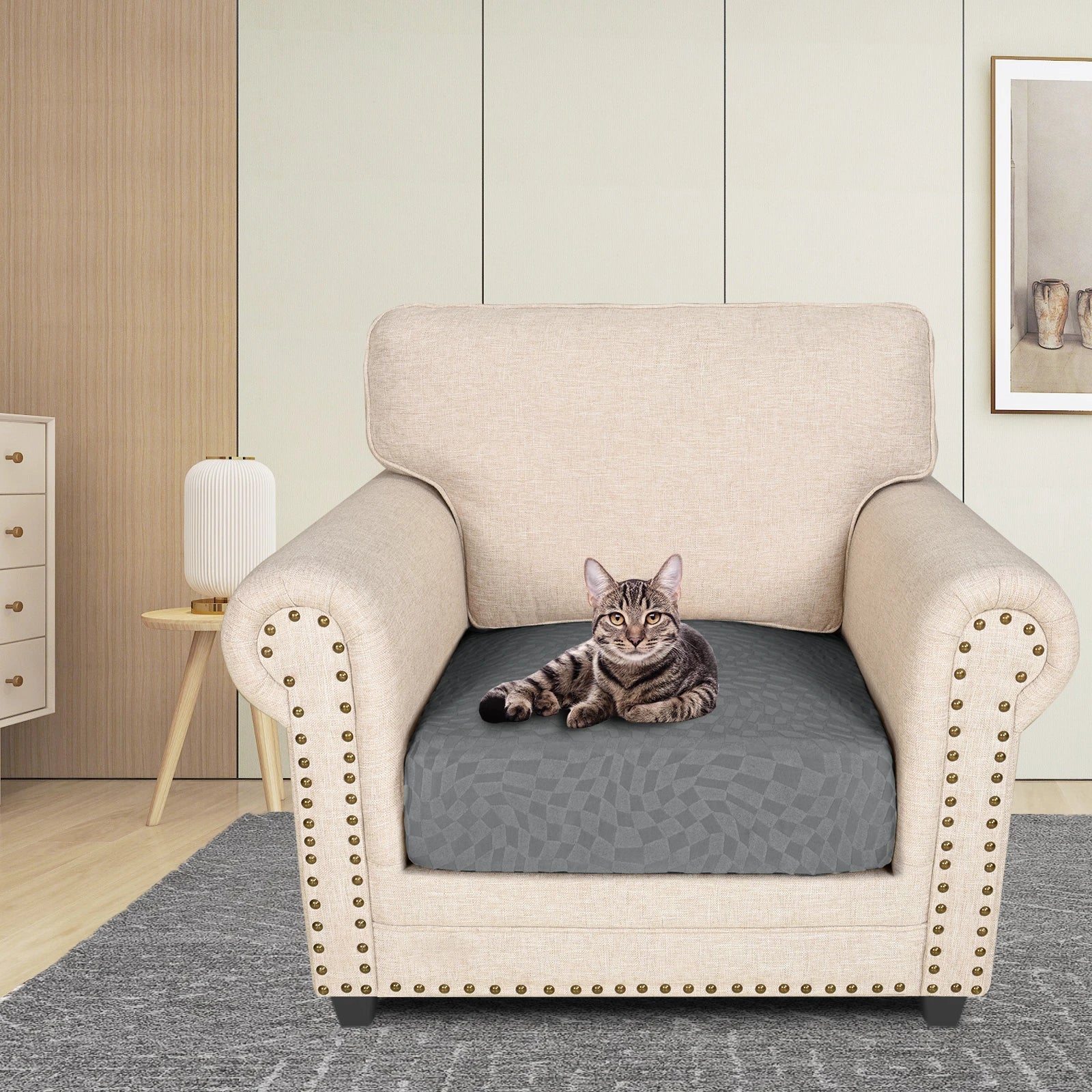 YSTYLE Stretch Sofa Seat Cover Large 1 Seater Geometric Anti Slip-YSTYLE