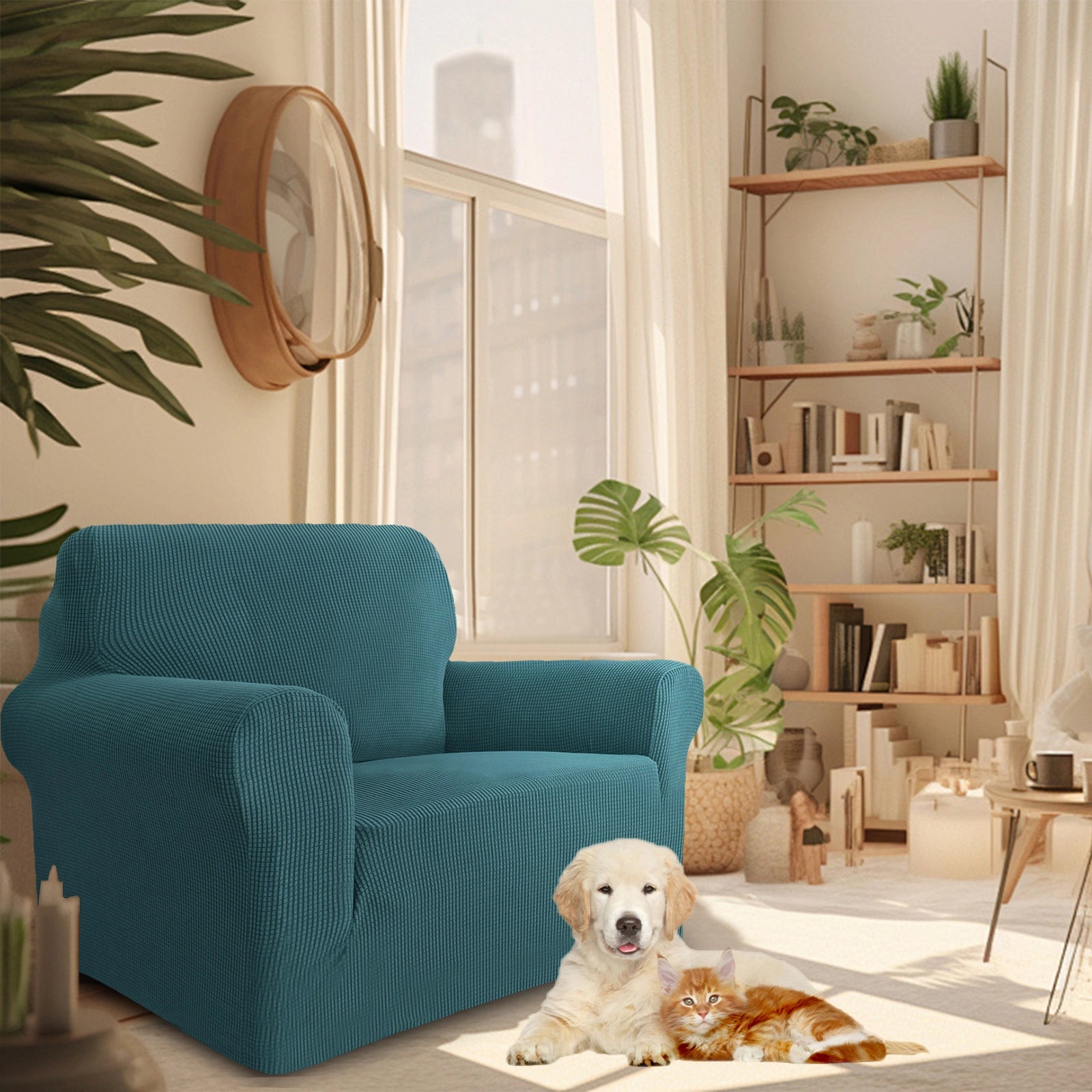 YSTYLE Stretch 1 Seater Sofa Cover with Armrests Anti Slip-YSTYLE