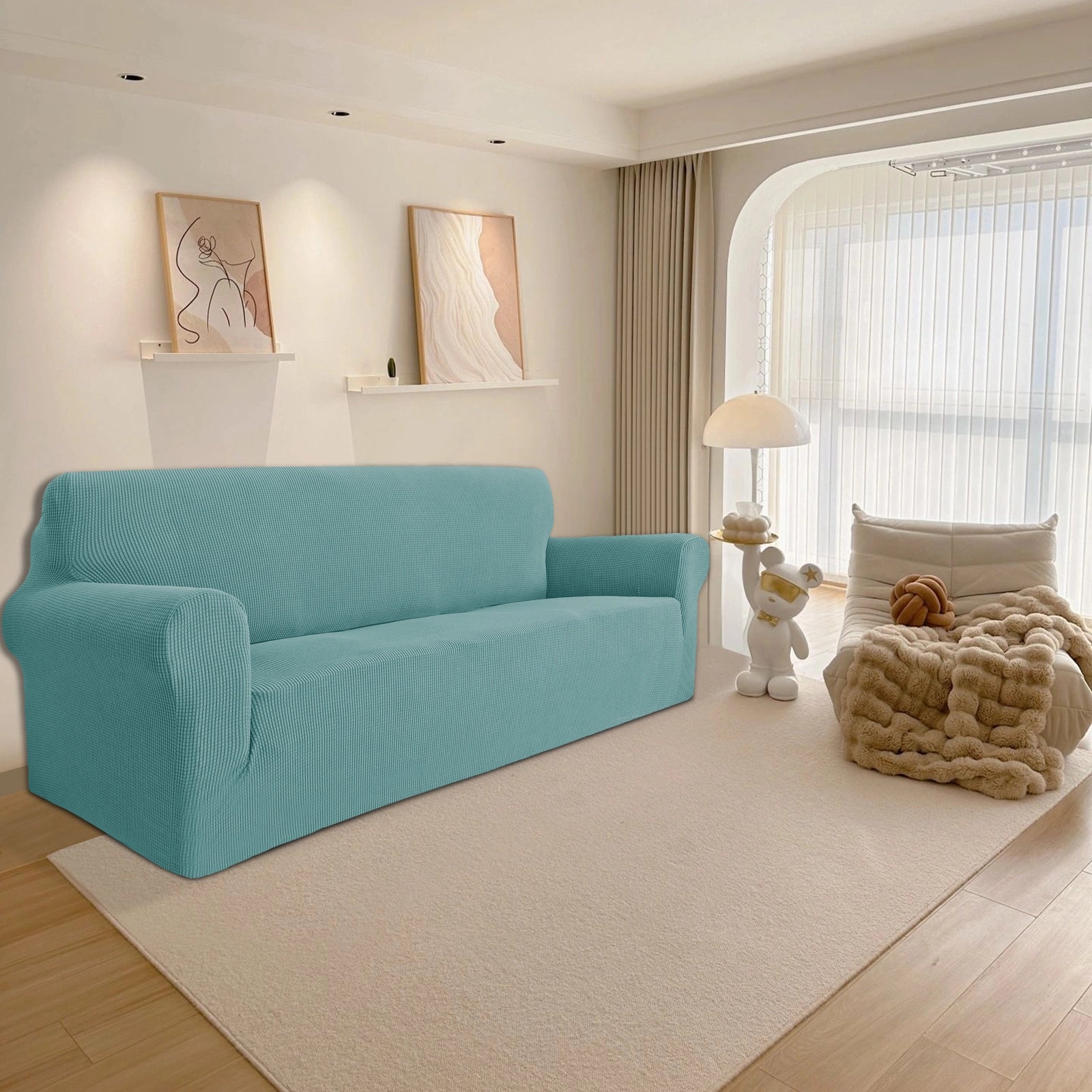 YSTYLE 3 Seater Sofa Cover – Stretch,Anti-Slip & Pet-Friendly, Scratch Resistant, Washable-Grid